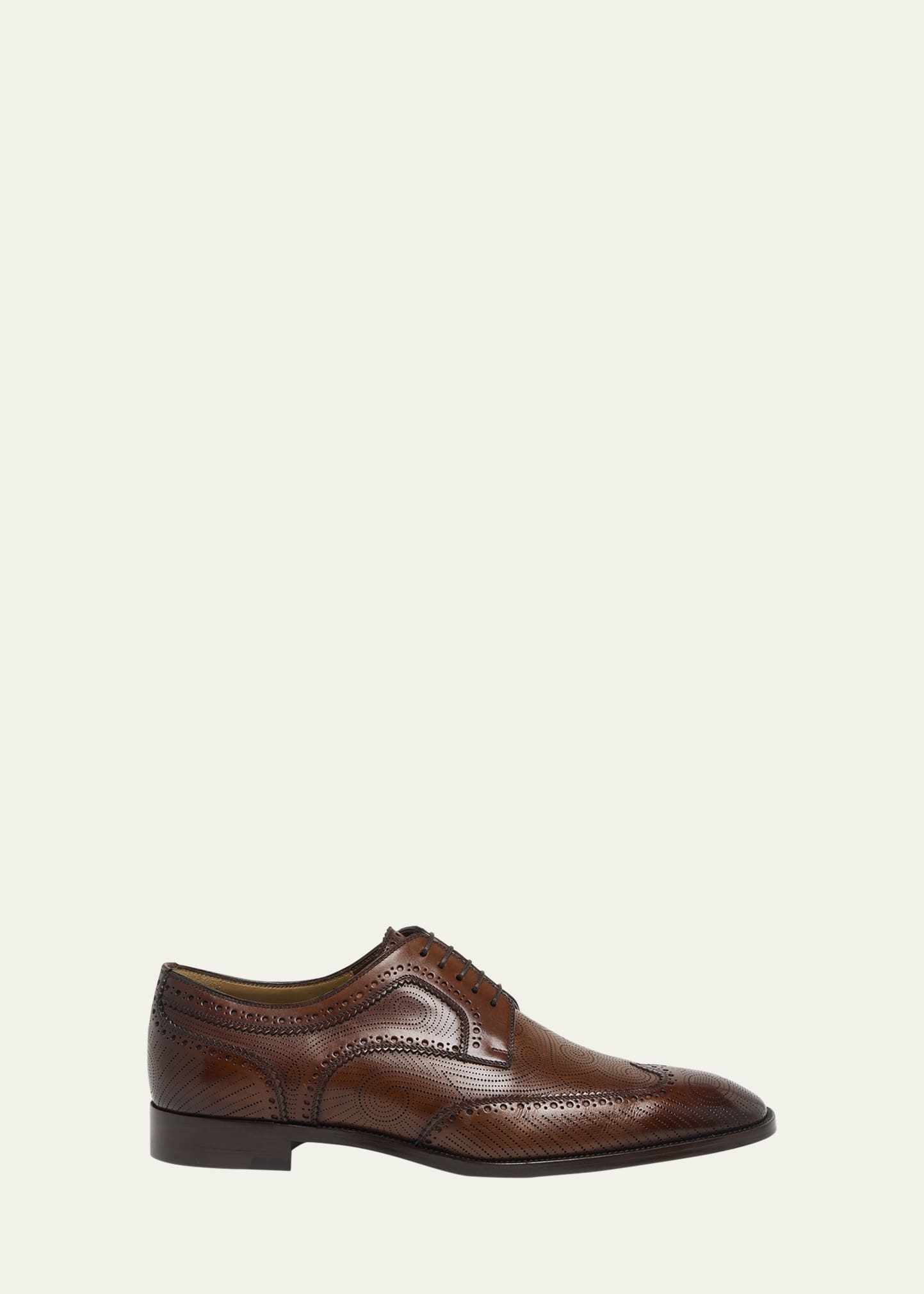 Men's Grave Wingtip Brogue Leather Derby Shoes - 1
