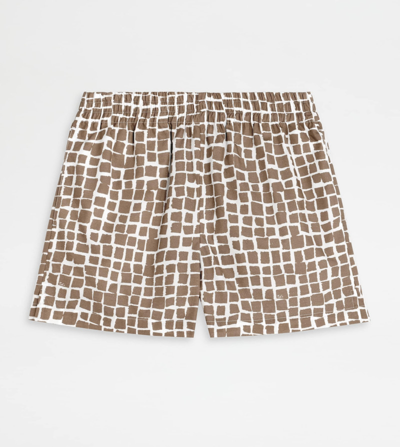 SHORT IN POPLIN - BROWN, WHITE 1