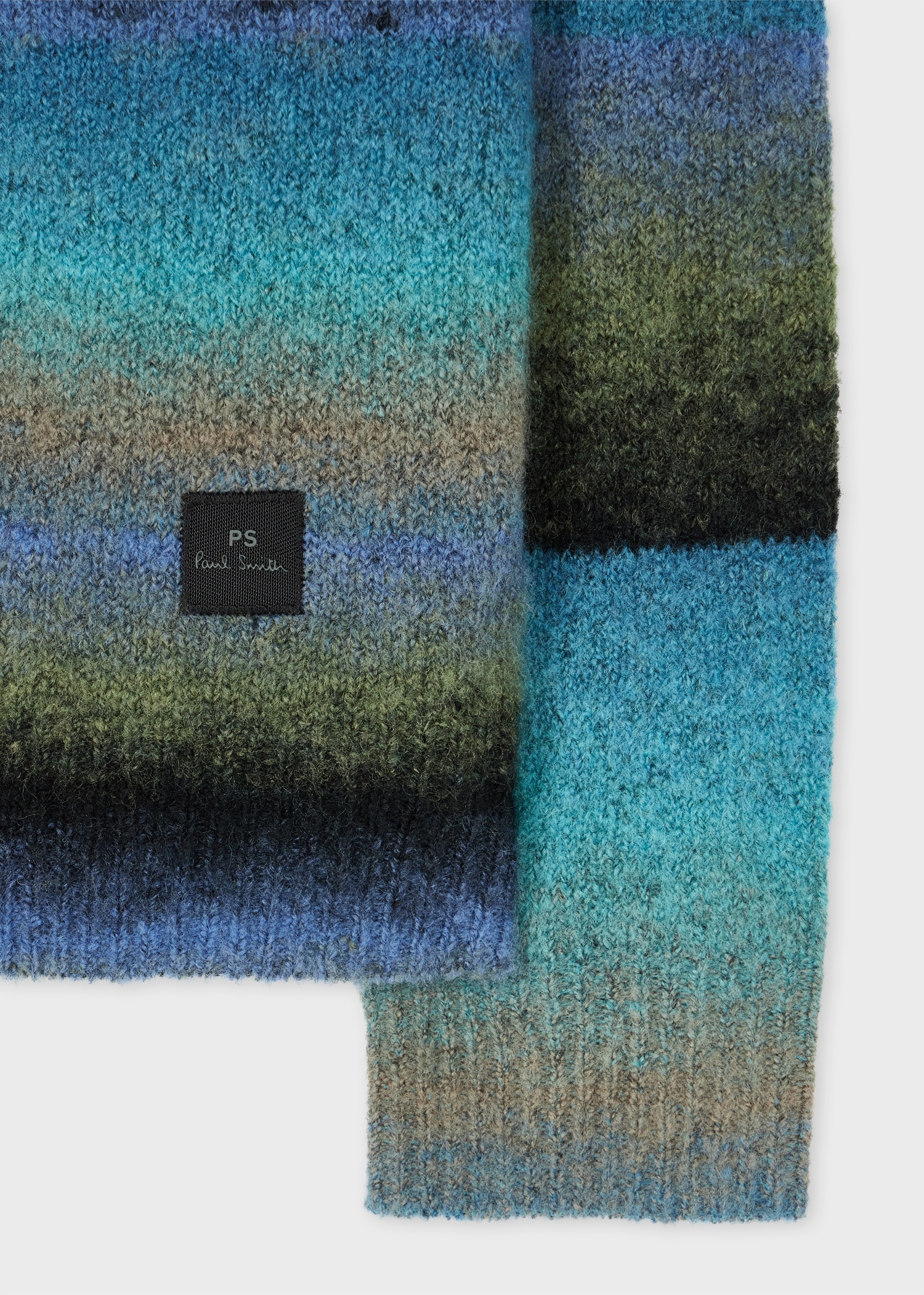 Blue Faded Stripe Merino Wool-Blend Cardigan - 2