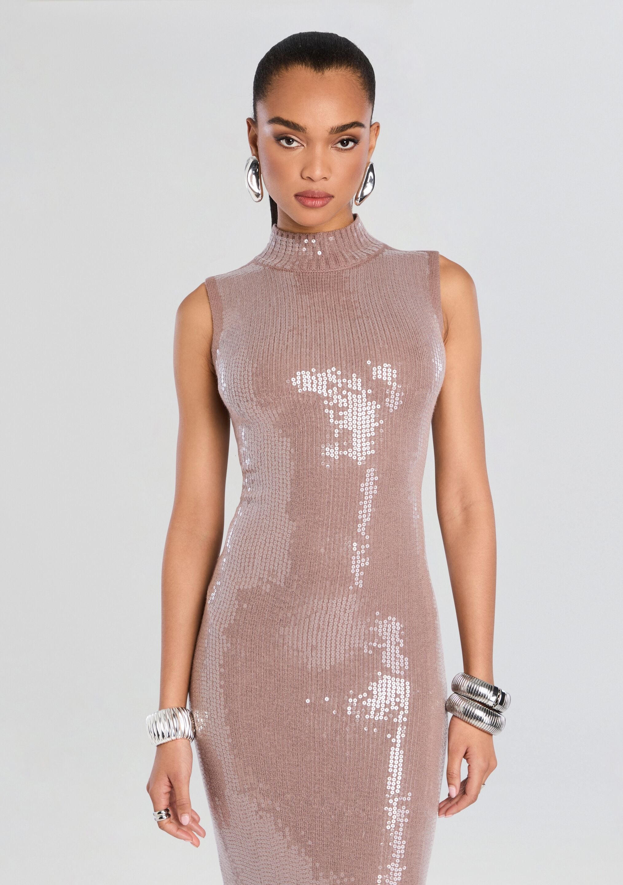 DOVE SEQUIN KNIT DRESS - 6