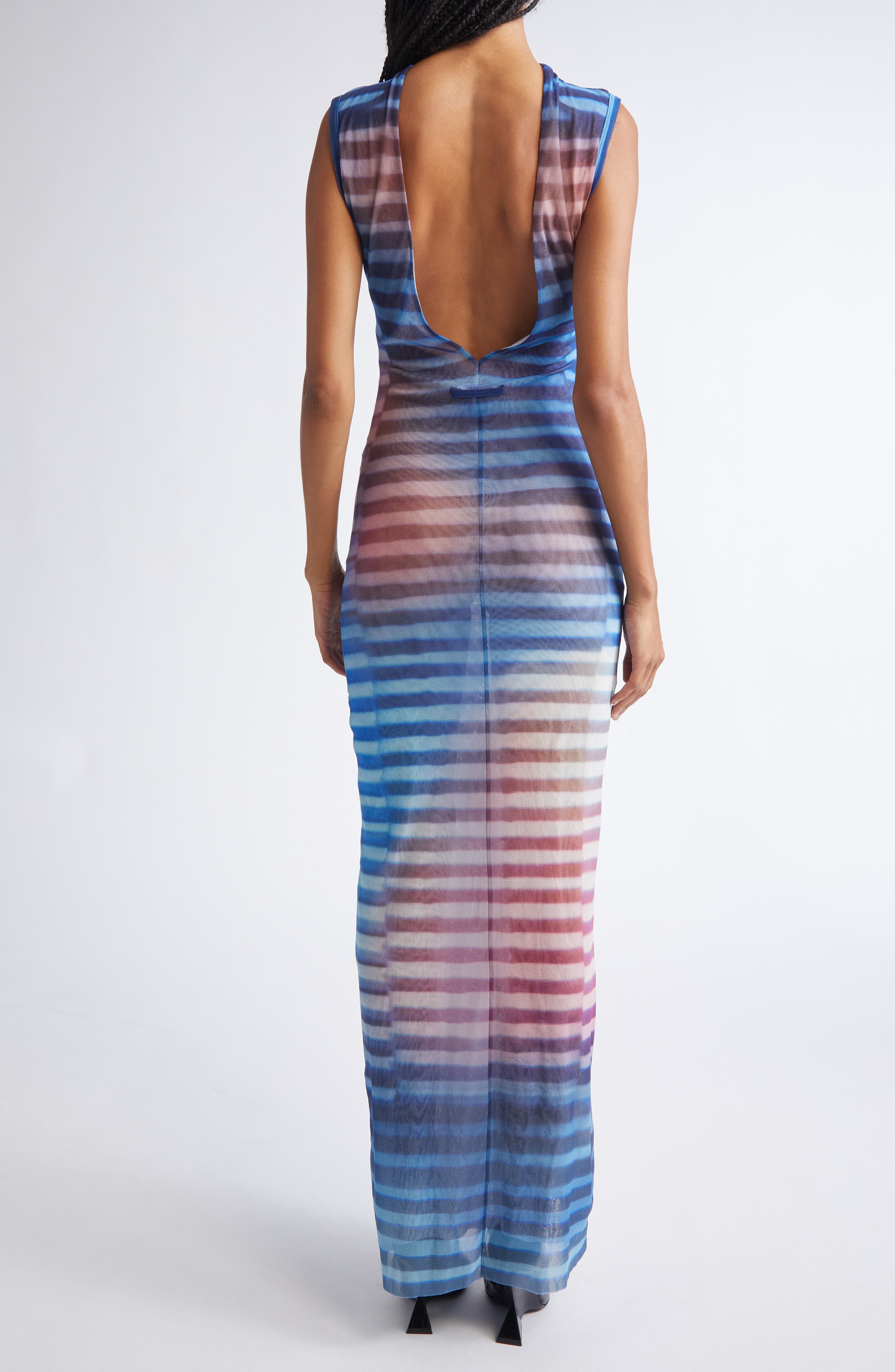 Jean Paul Gaultier Air Print Mesh Body-Con Dress in Light Blue/Blue/Peach at Nordstrom - 2