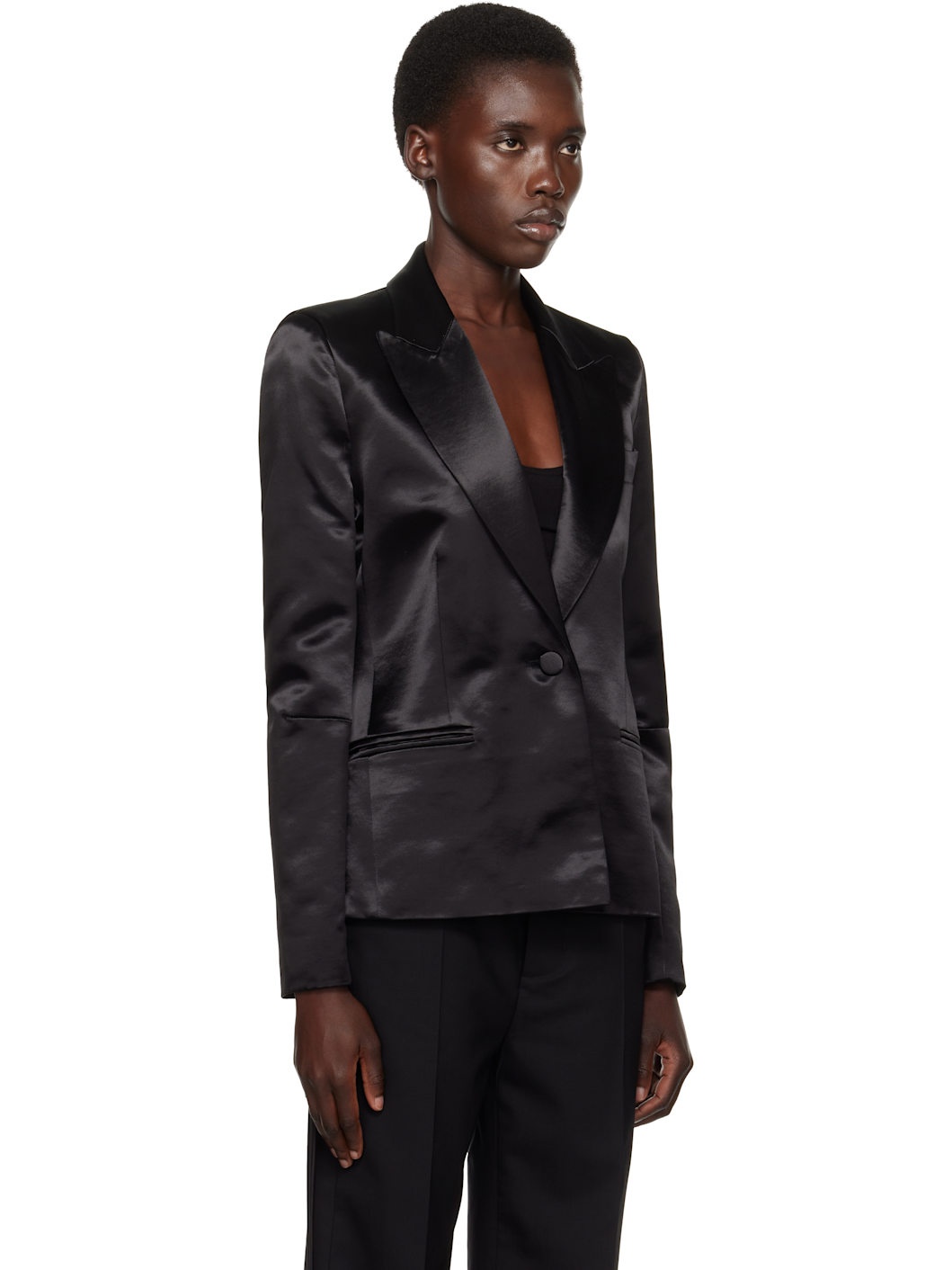 Black S-Breasted Blazer - 2