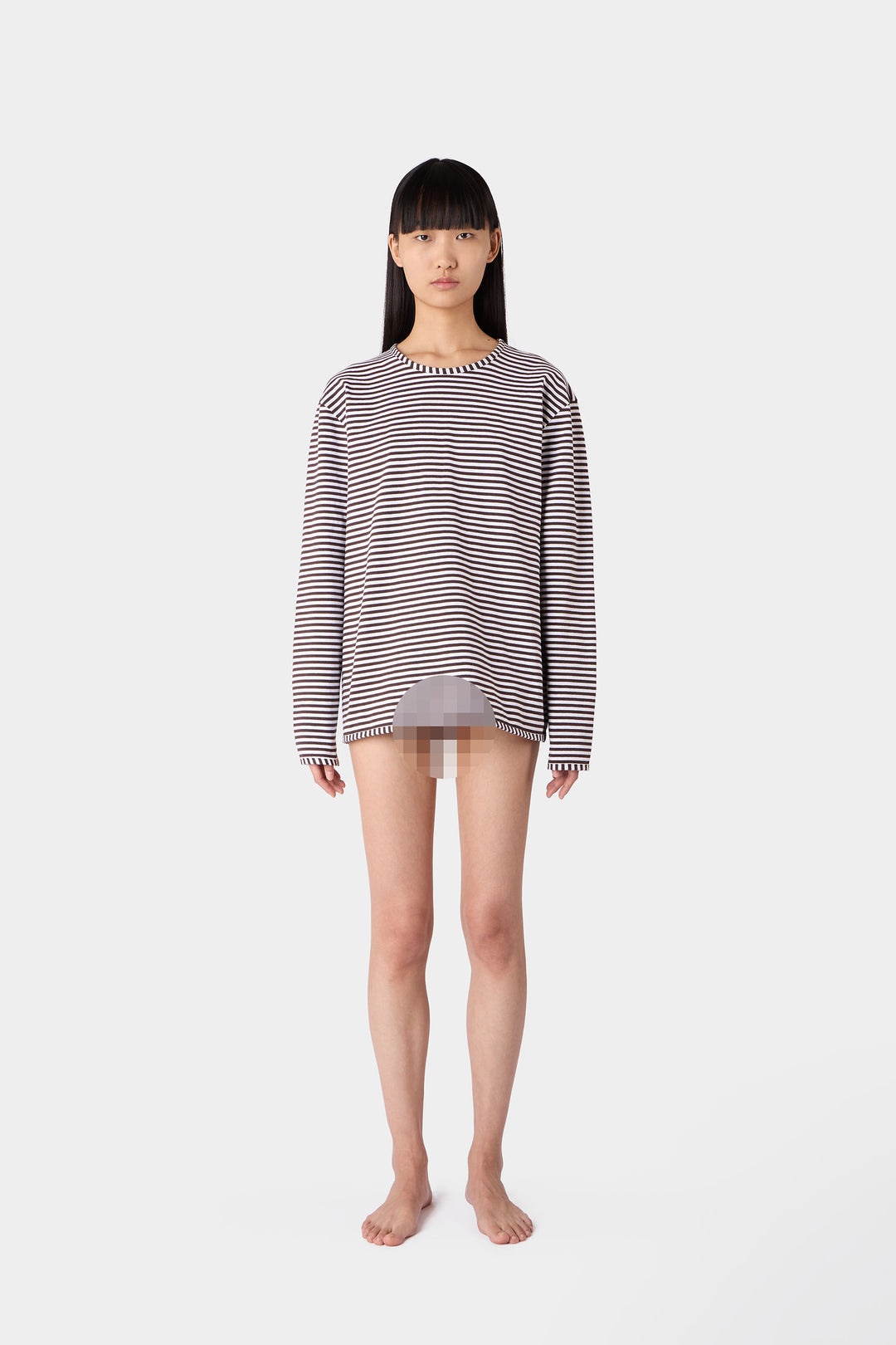 STRIPED LONGSLEEVE T-SHIRT / brown and optical white - 6