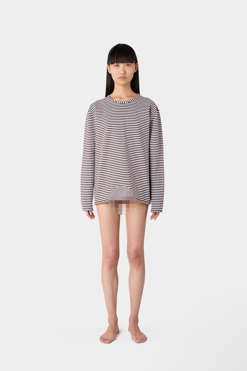 STRIPED LONGSLEEVE T-SHIRT / brown and optical white 6