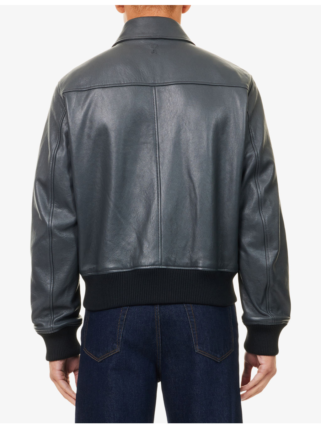 Regular-Fit Spread-Collar Leather Jacket - 4