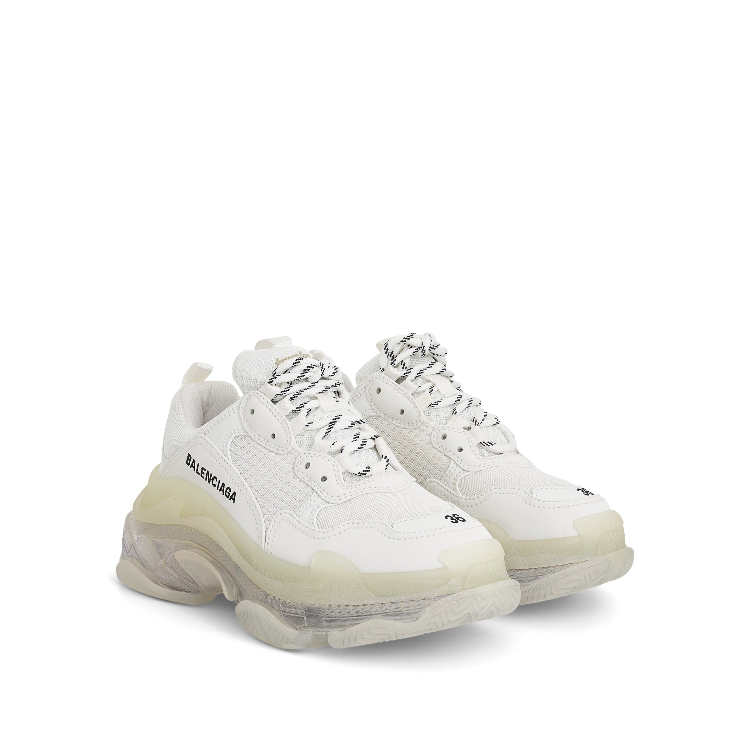 Triple S Clear Sole Sneakers in White - 2