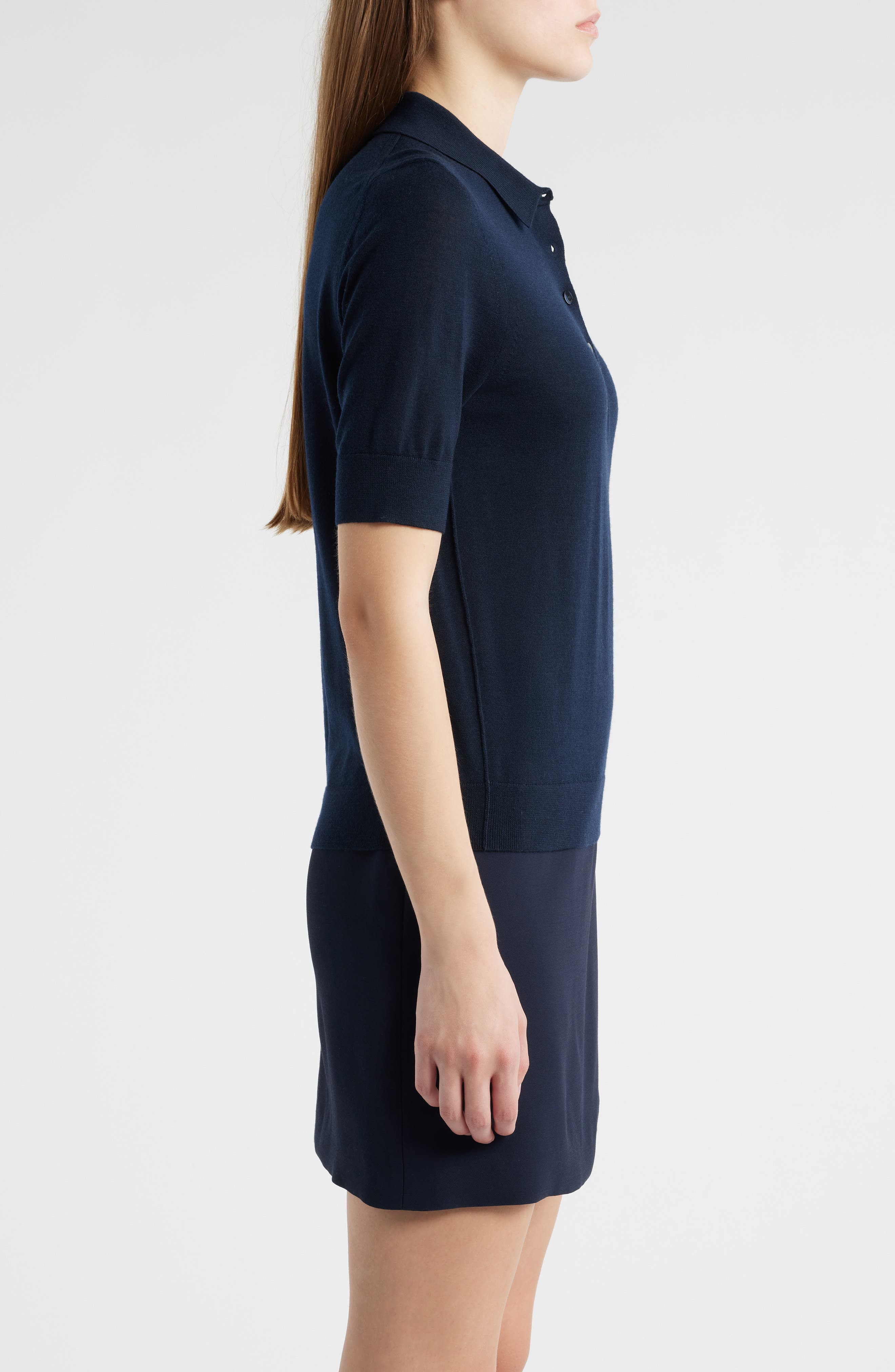 BOSS Fidenka Virgin Wool Polo Sweater in Sky Captain at Nordstrom - 3