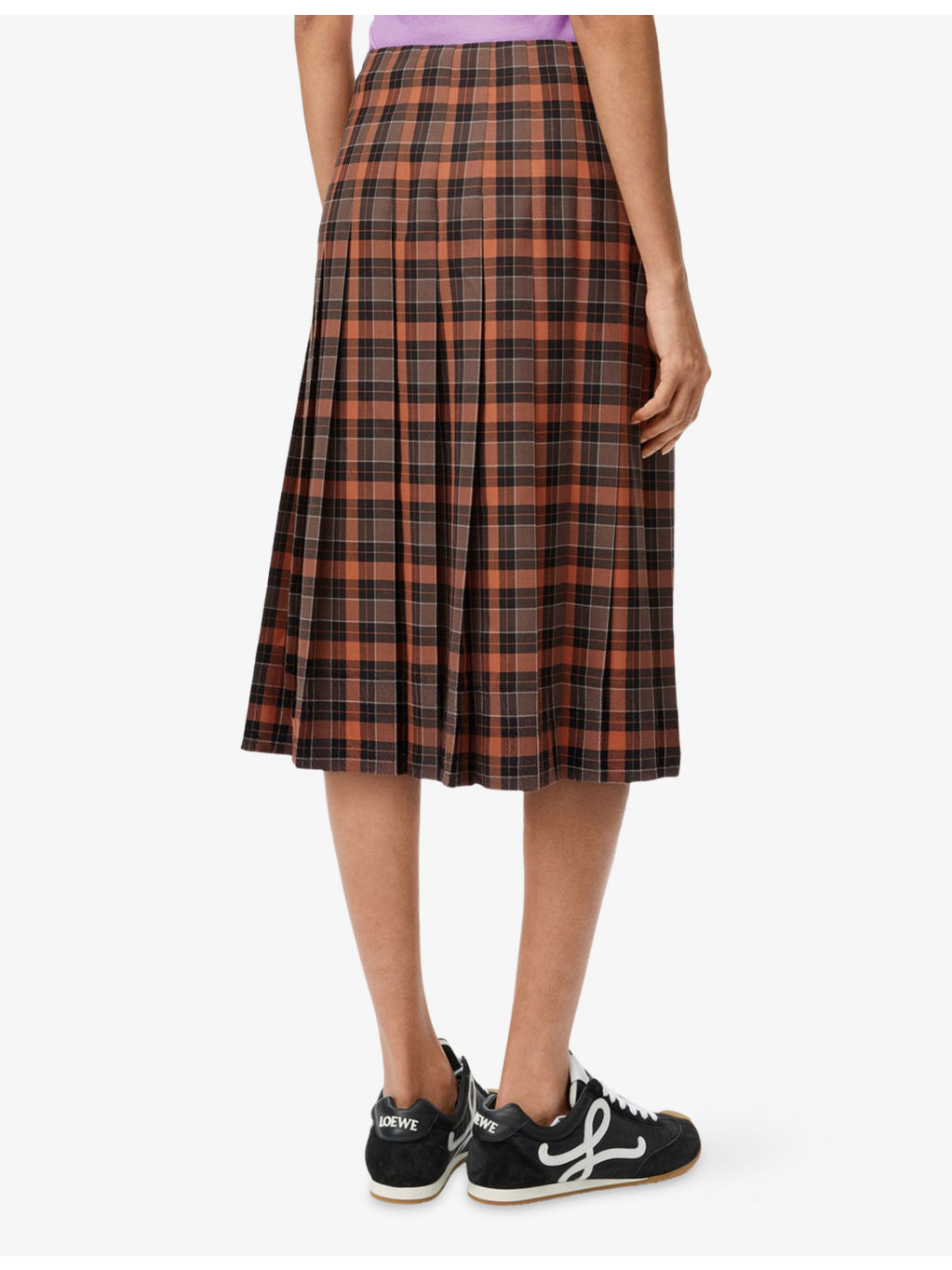 Pleated Check Wool-Blend Midi Skirt - 4