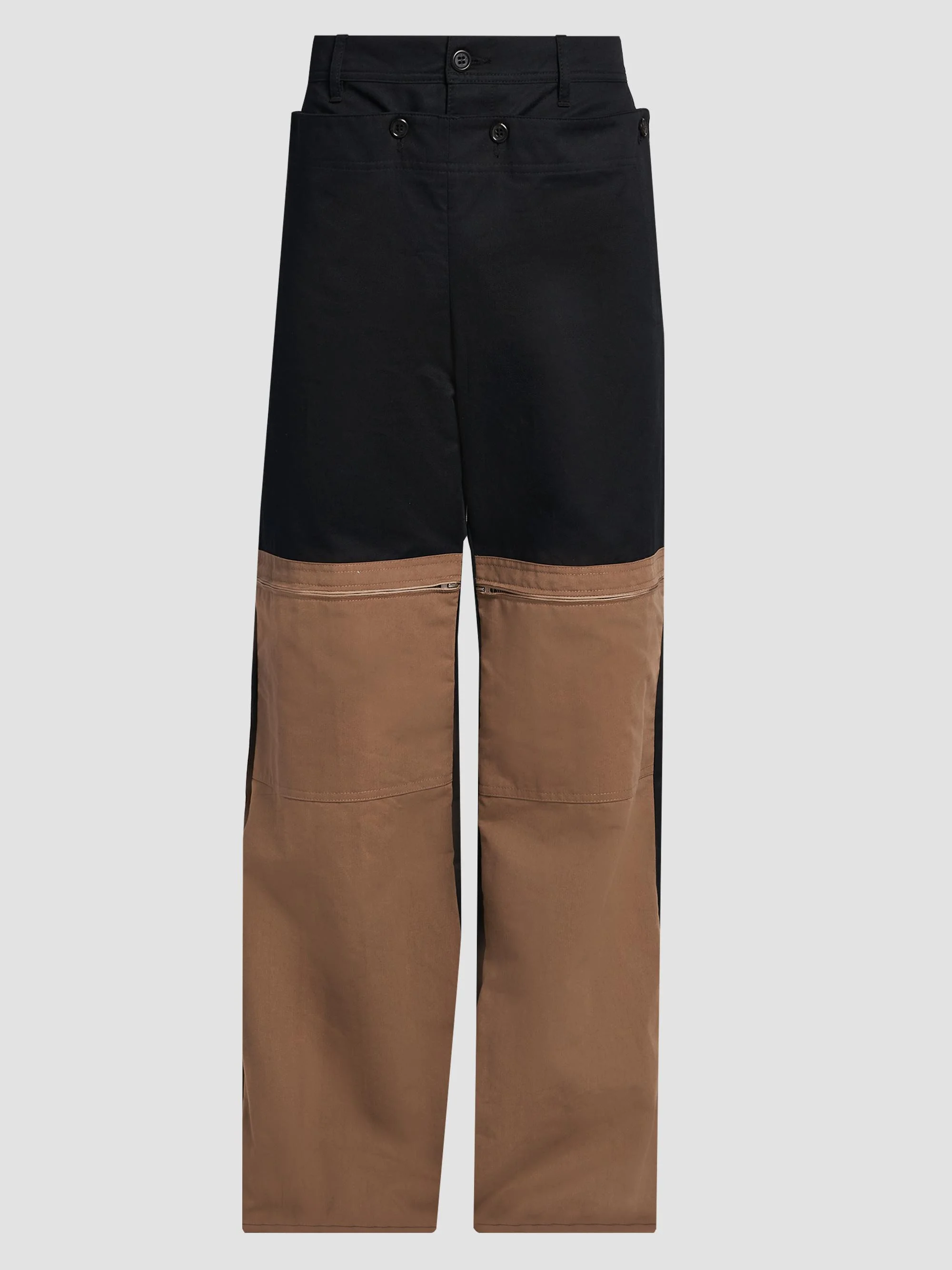 Men's Contrast Trim Technical Gabardine Cargo Pants - Black - 1