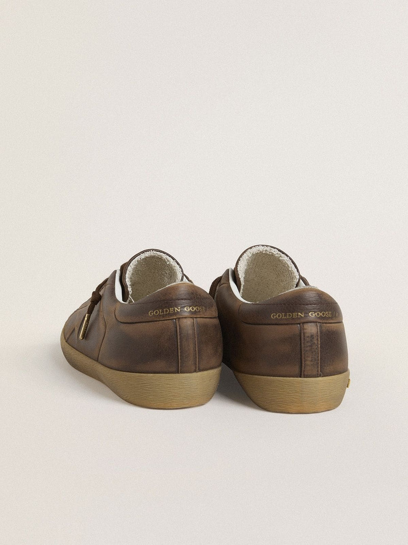 Men’s Super-Star with star and heel tab in brown lived-in effect leather 5