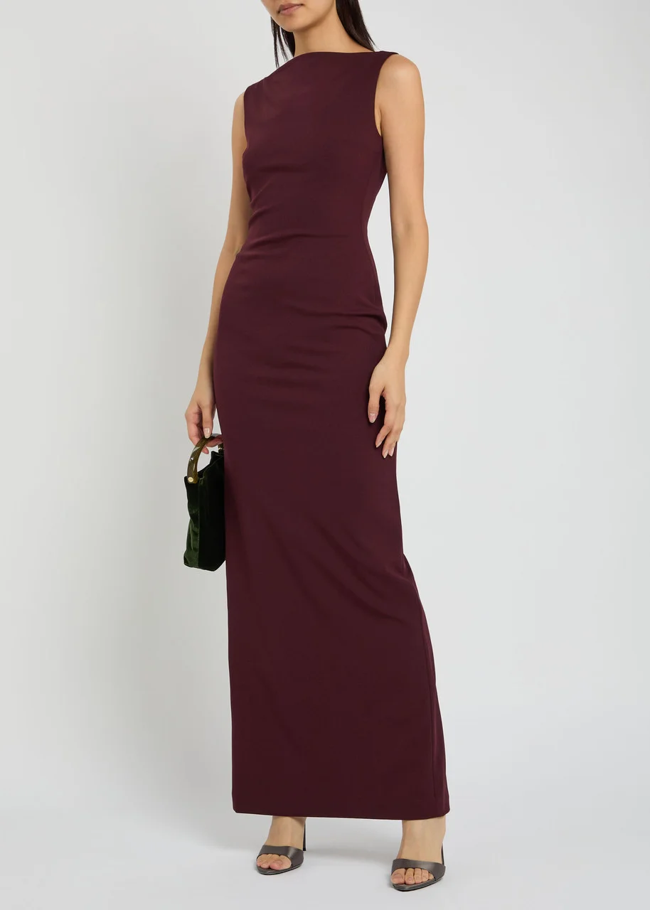 SOLACE LONDON Solace London Imogen Open-back Crepe Maxi Dress -  OS45002RAISIN | REVERSIBLE