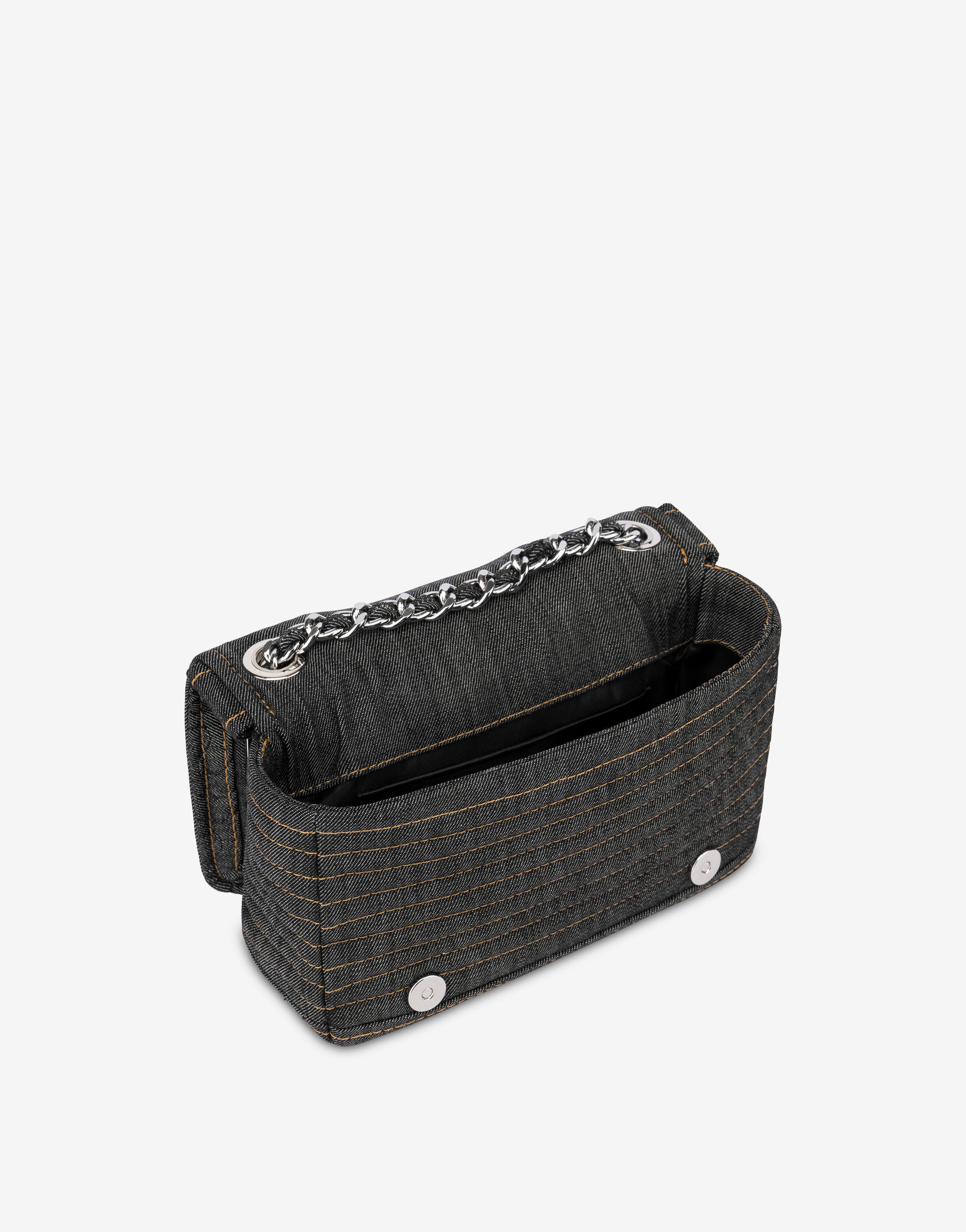 JEWELS MOSCHINO QUILTED DENIM BIKER BAG - 3