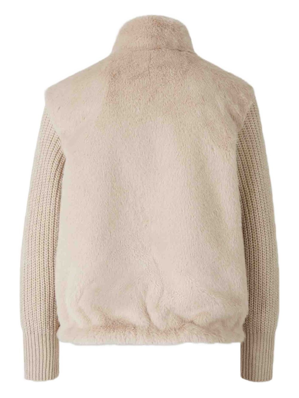 faux-fur ribbed-cuff jacket - 2
