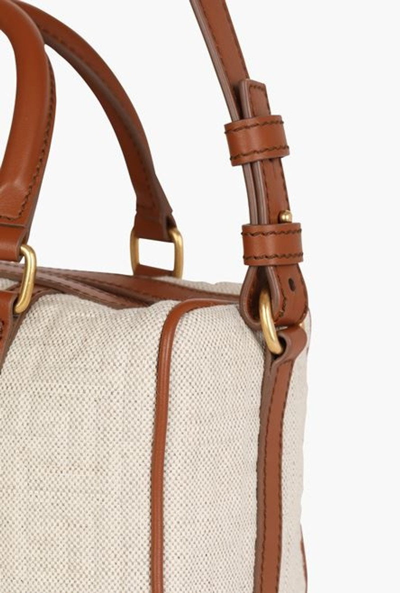 Mini-sized bicolor ecru and brown B-Army bag 6