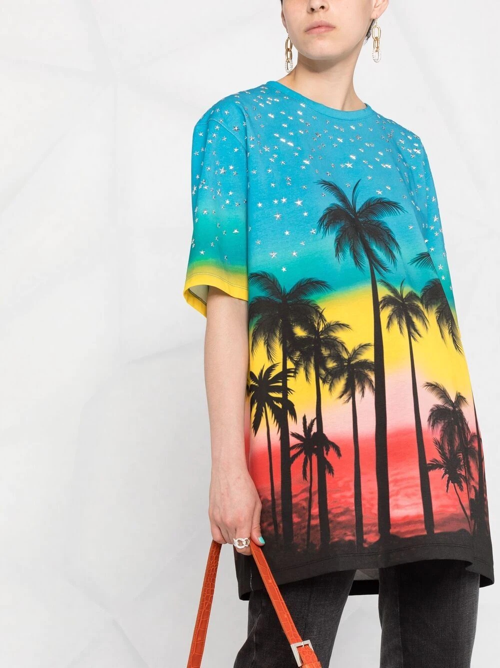 oversized palm print T-shirt - 5