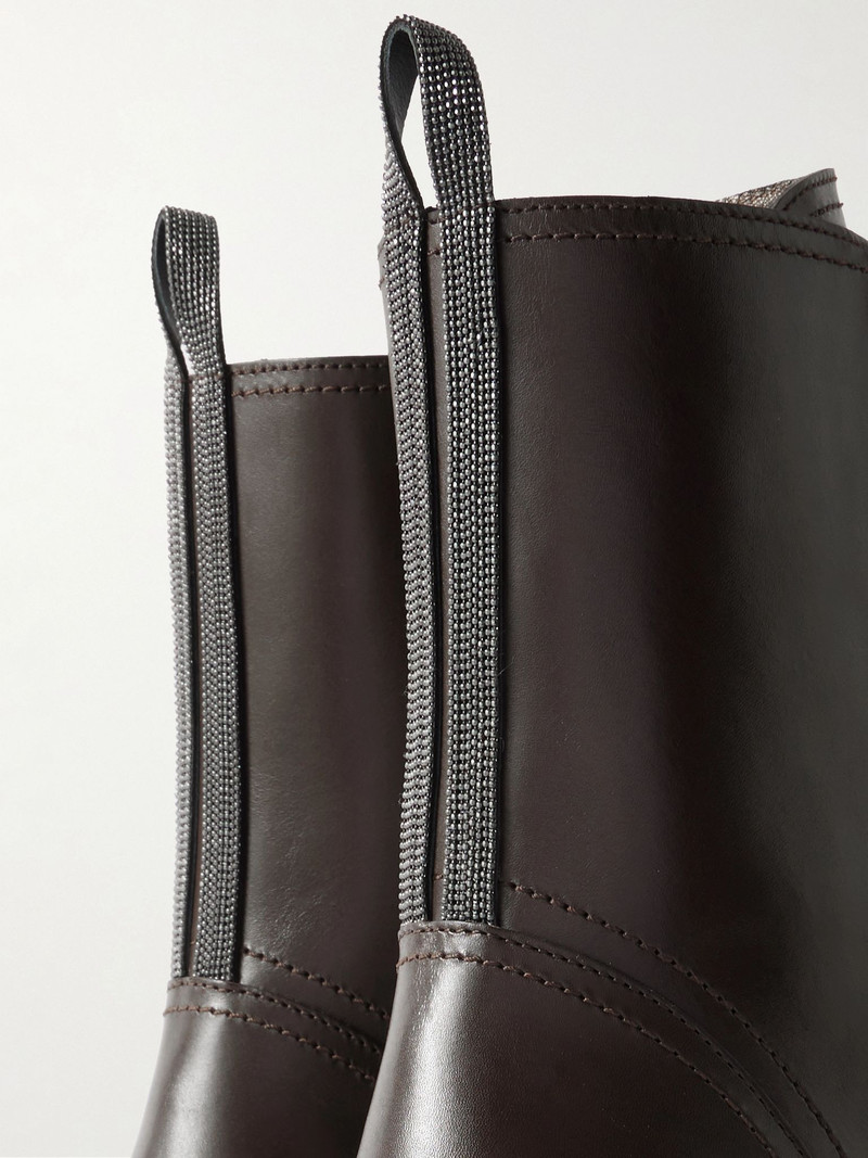 Bead-embellished leather ankle boots Dark brown 4