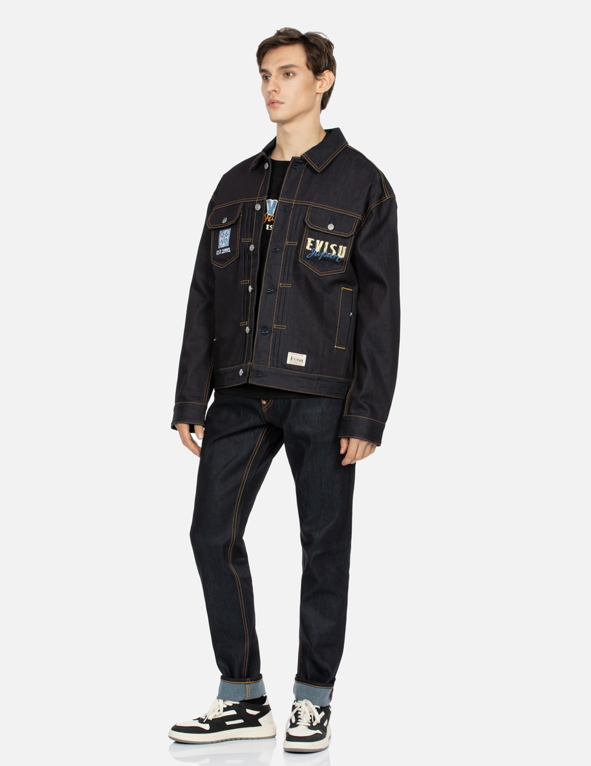 KUMADORI DARUMA DAICOCK PRINT AND EMBROIDERY LOOSE FIT DENIM JACKET - 4