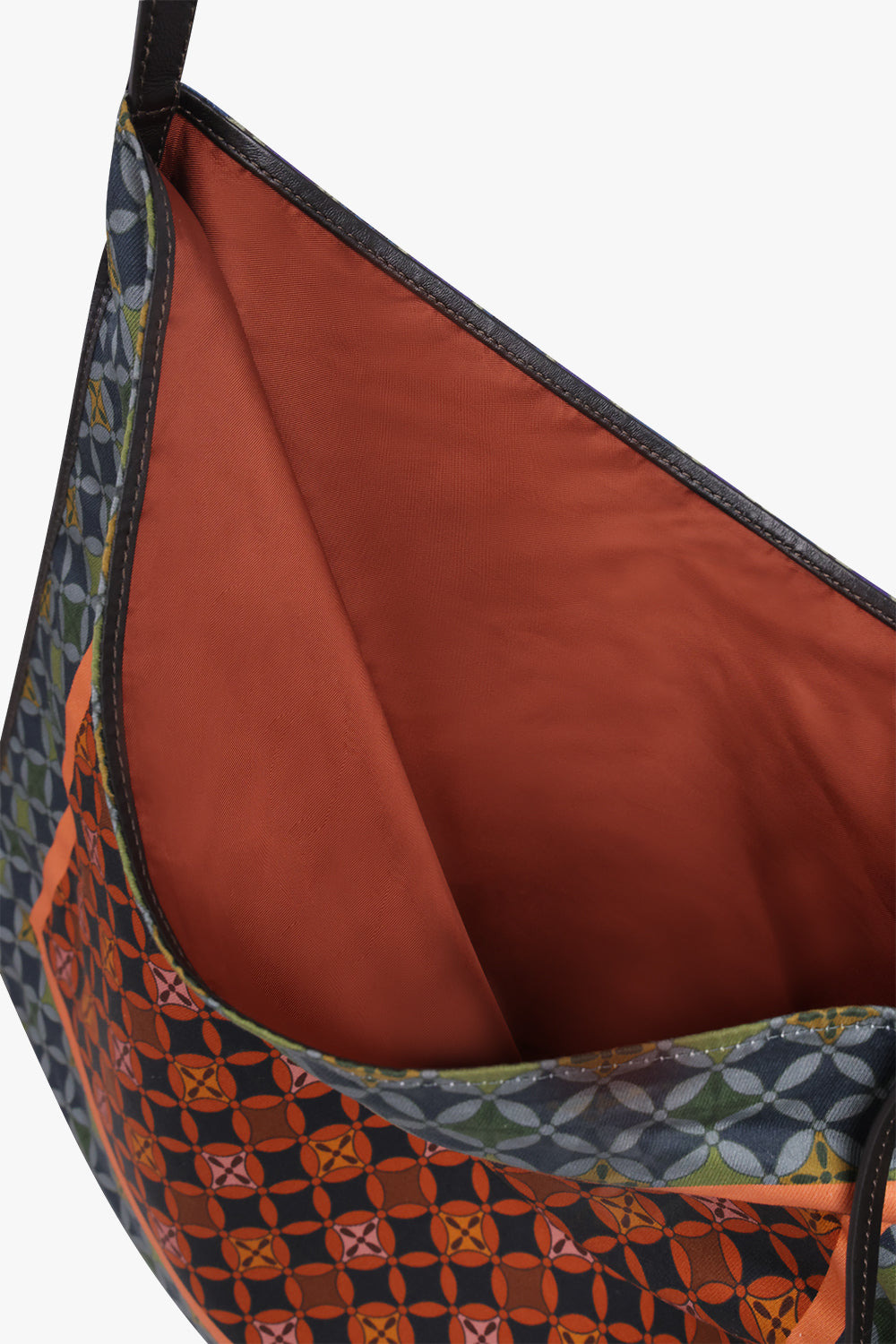 GEOMETRIC PRINT MEDIUM HOBO BAG WITH BELT STRAP | PURPLE/GREEN/RED - 3