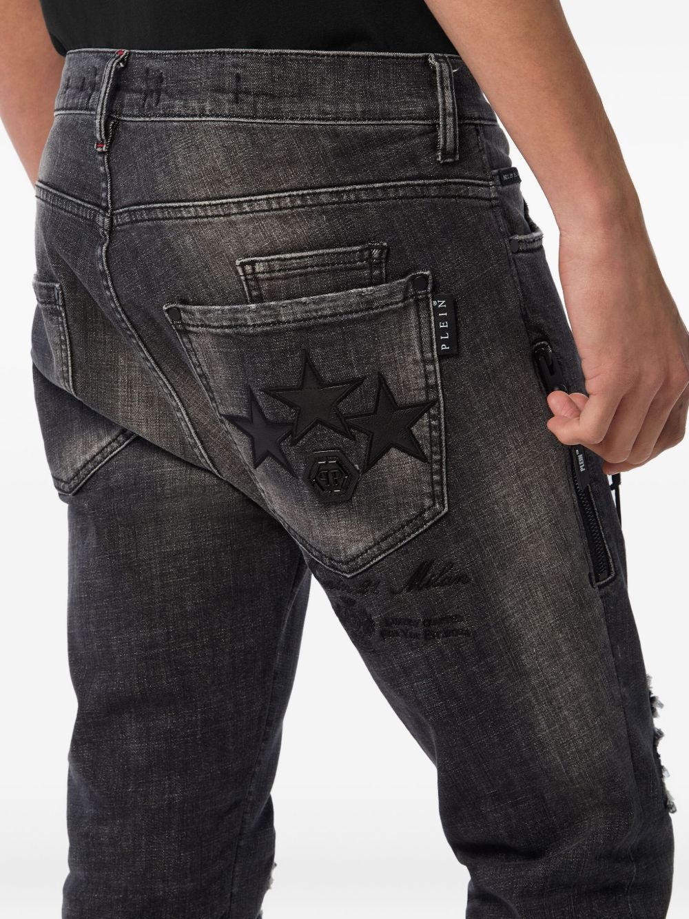 distressed straight-leg jeans - 4