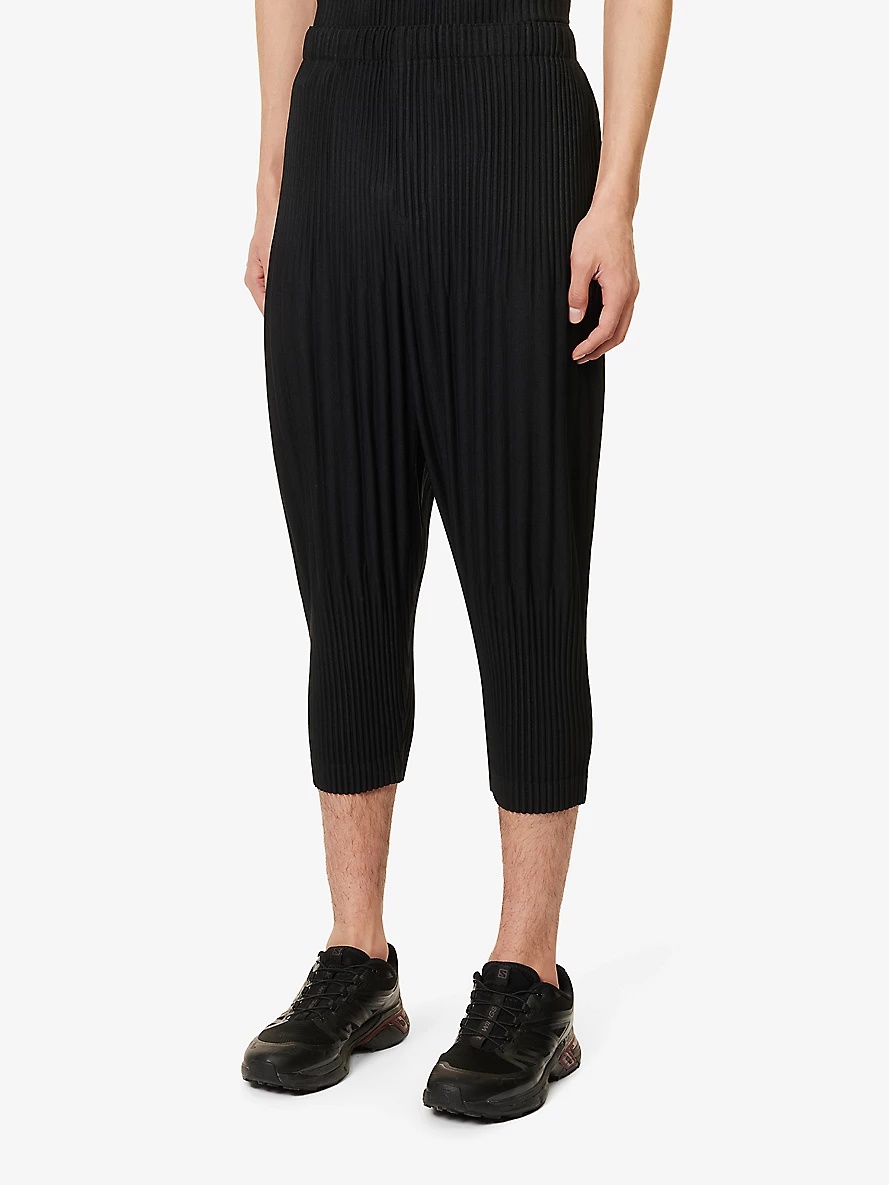 Basic pleated relaxed-fit wide knitted trousers - 3