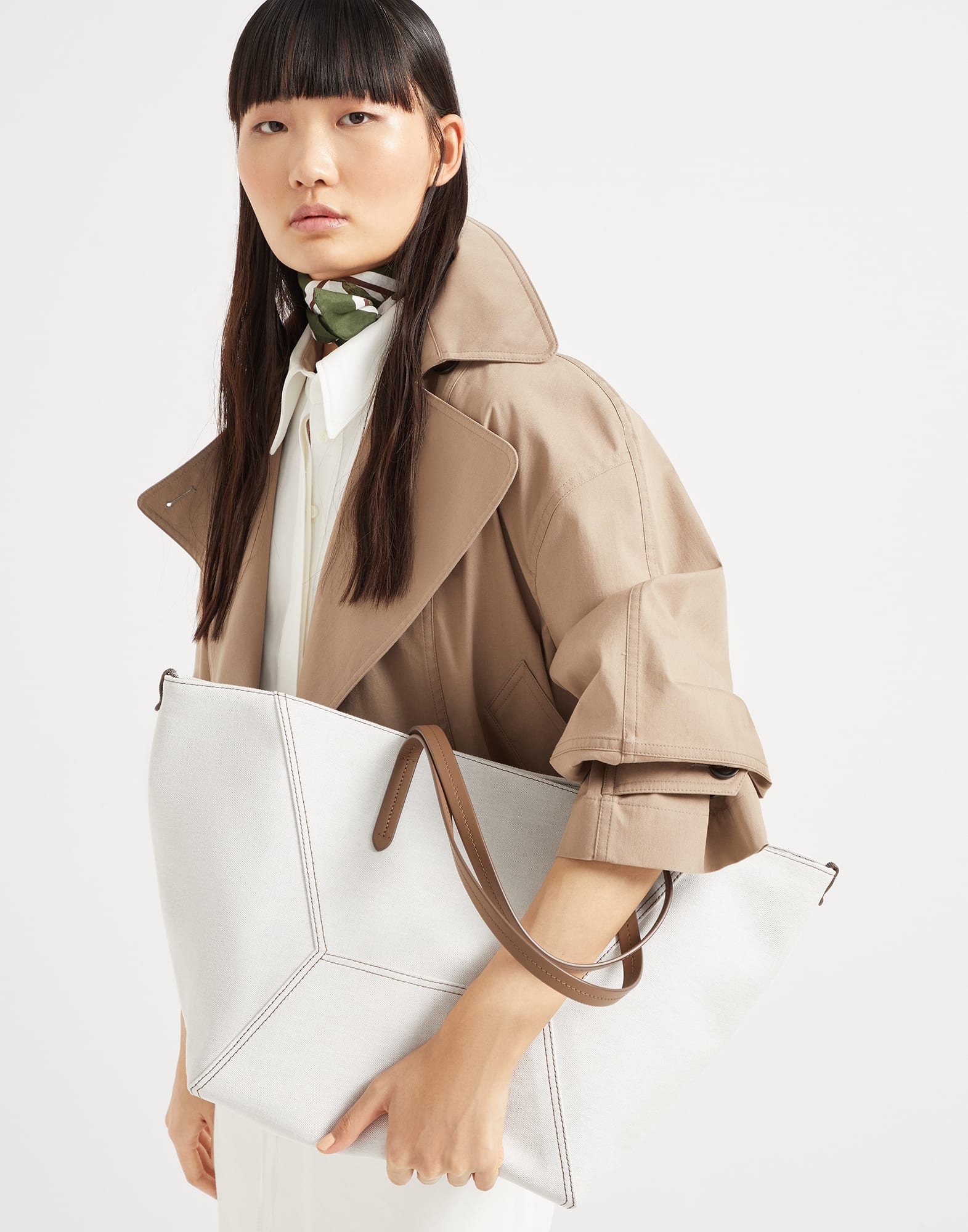 BC Duo bag in cotton and linen gabardine with monili - 4