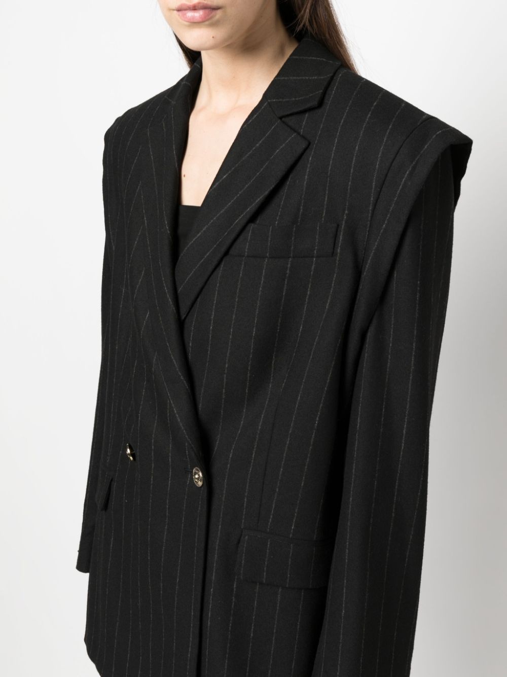 pinstriped double-breasted blazer - 9
