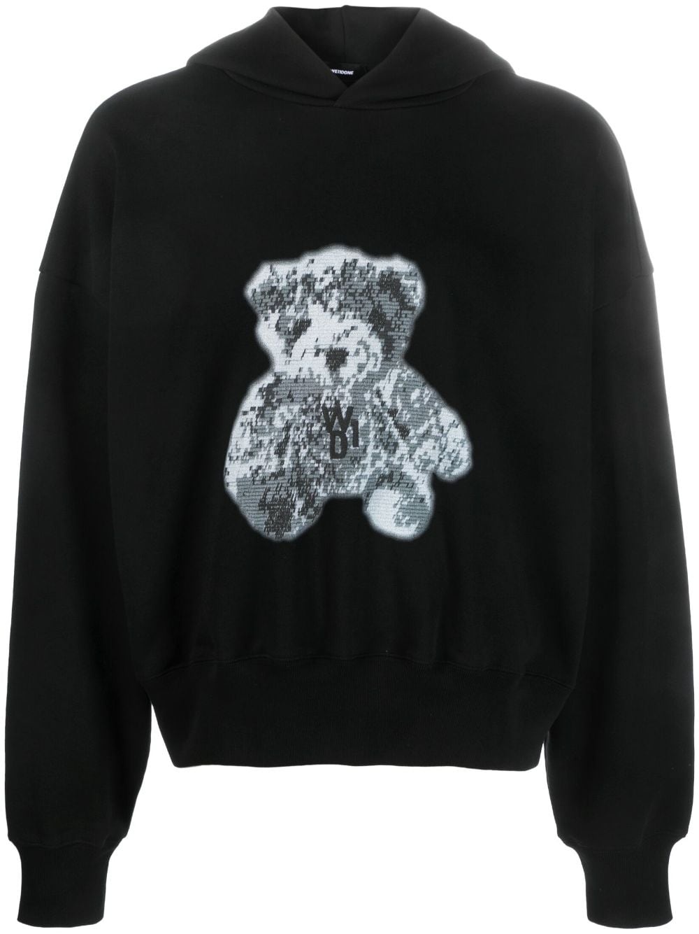 teddy bear-print cotton hoodie - 1