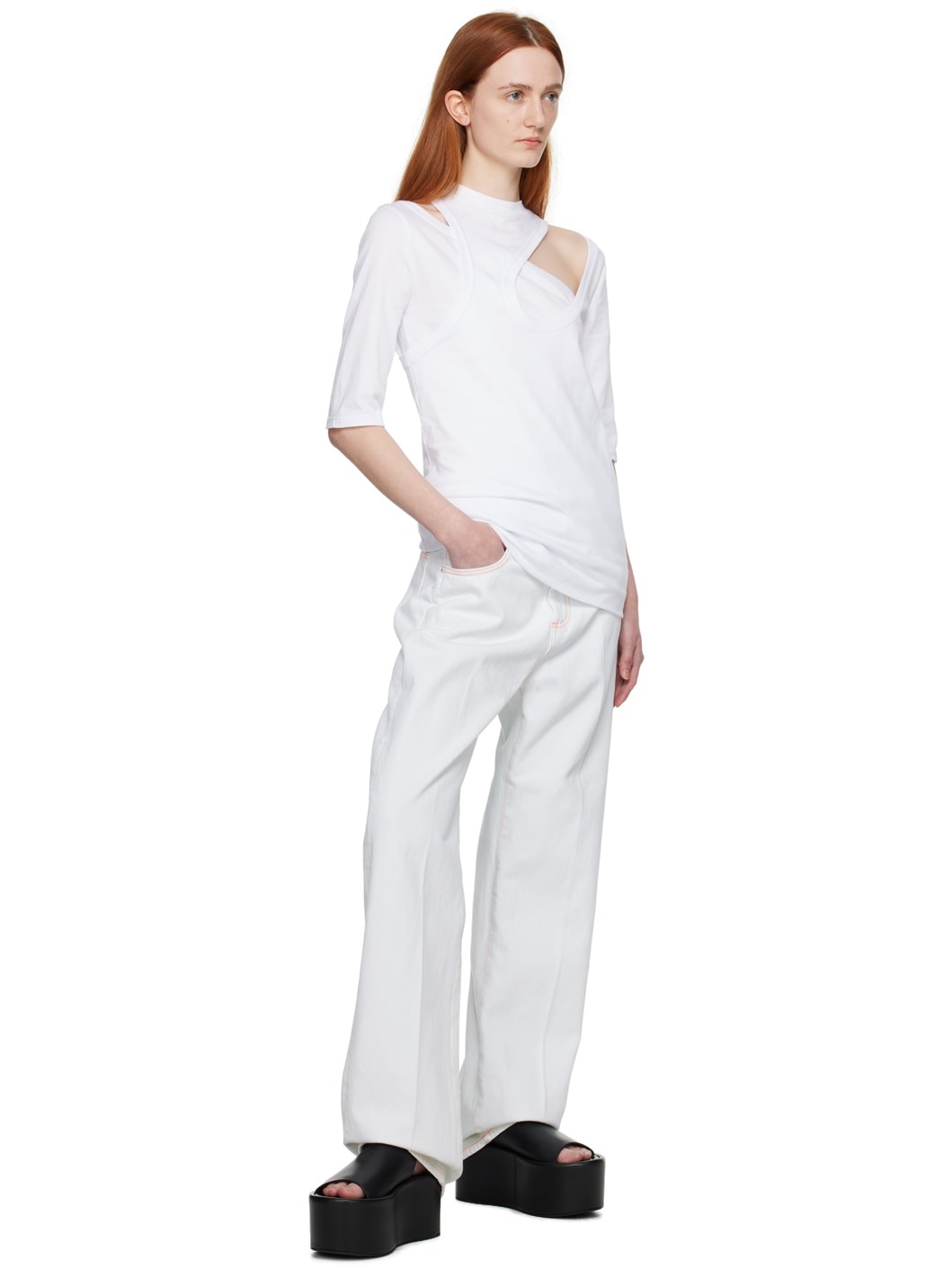 White Low-Rise Jeans - 4
