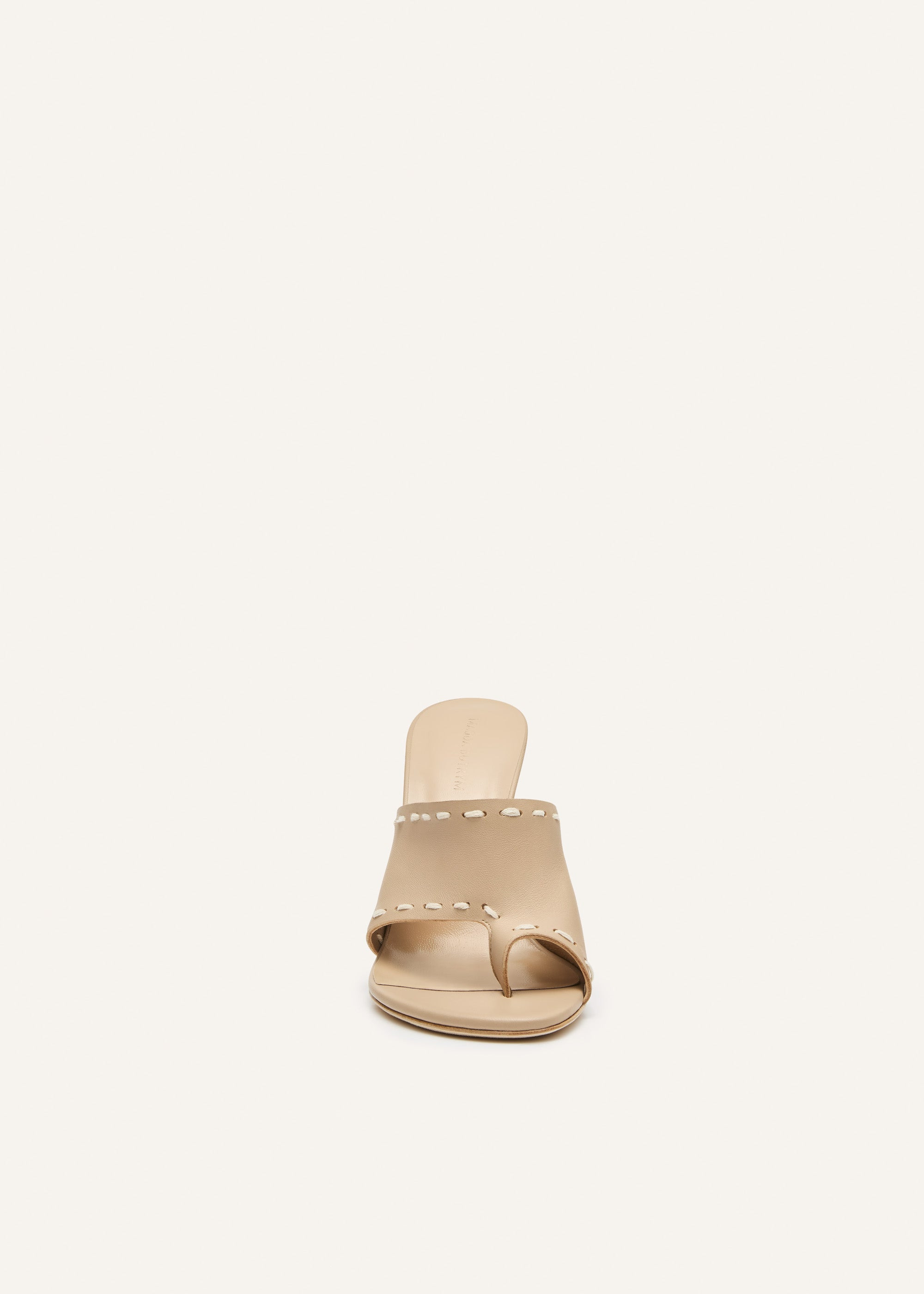 Flare heel thong sandals in nude leather - 3