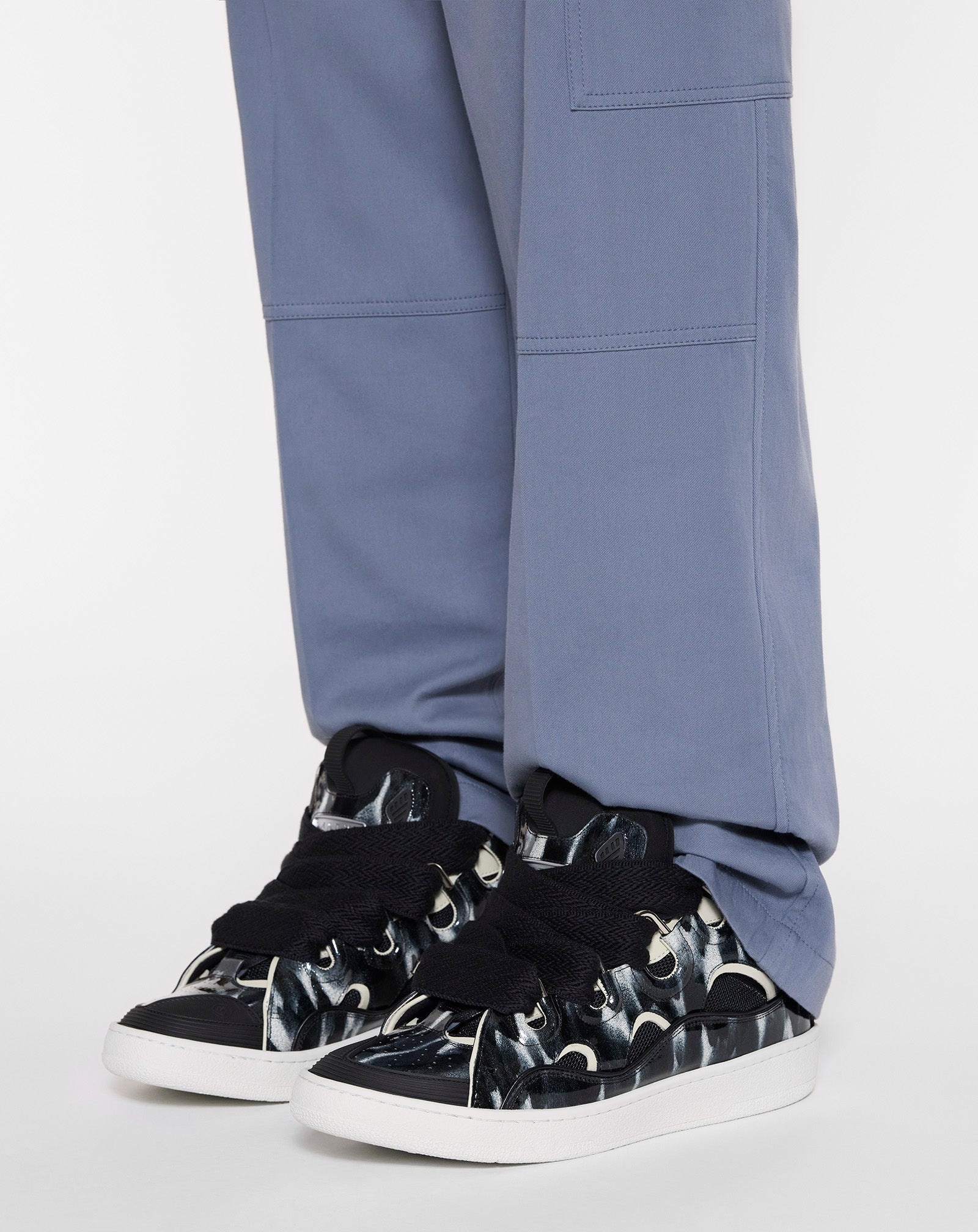 CURB LEATHER SNEAKERS WITH SPARKLES - 8