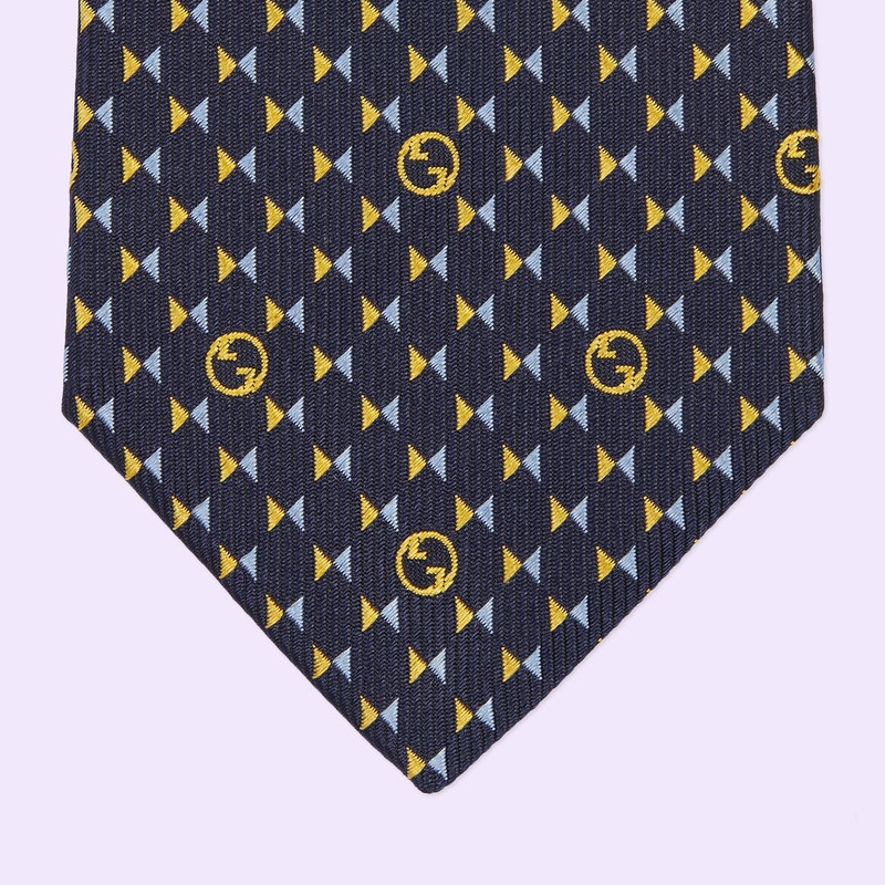Round Interlocking G silk tie 4