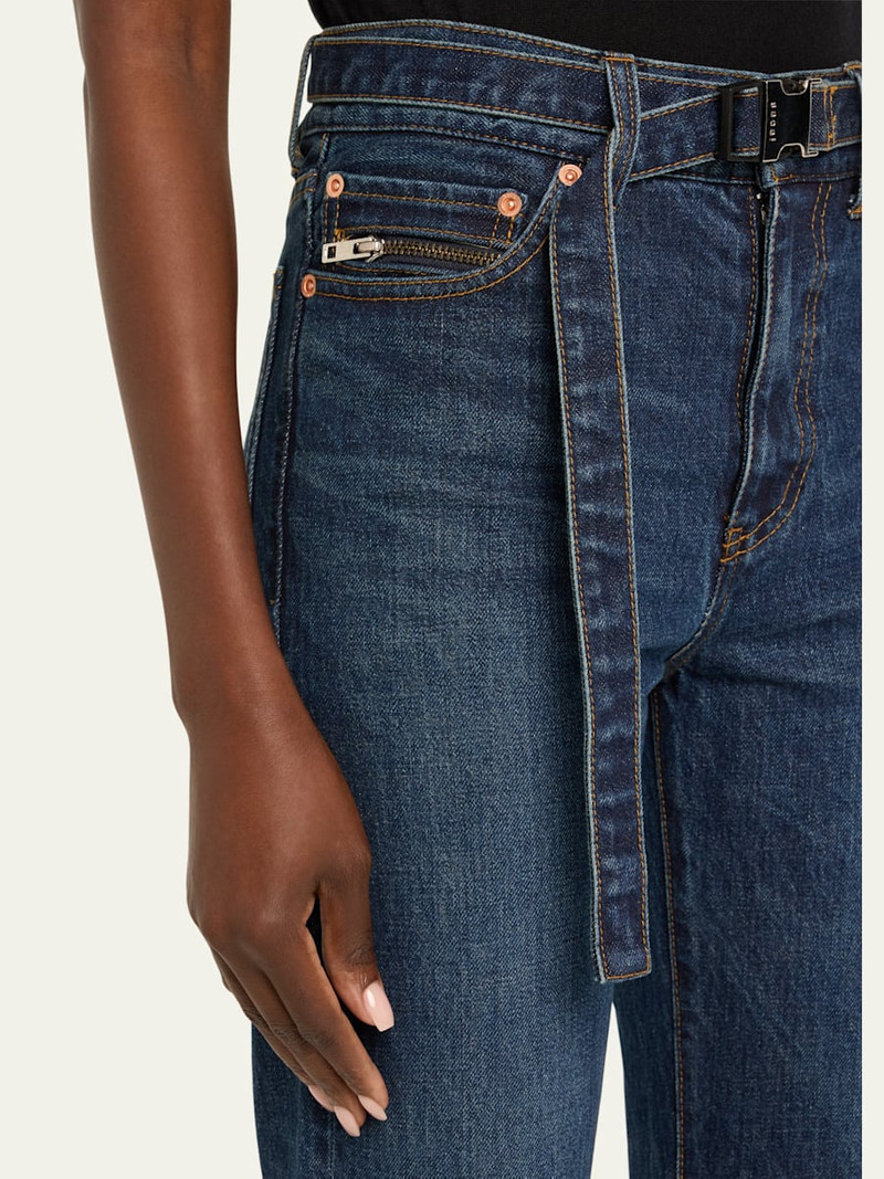 sacai Belted Bootcut Denim Capri Pants outlook