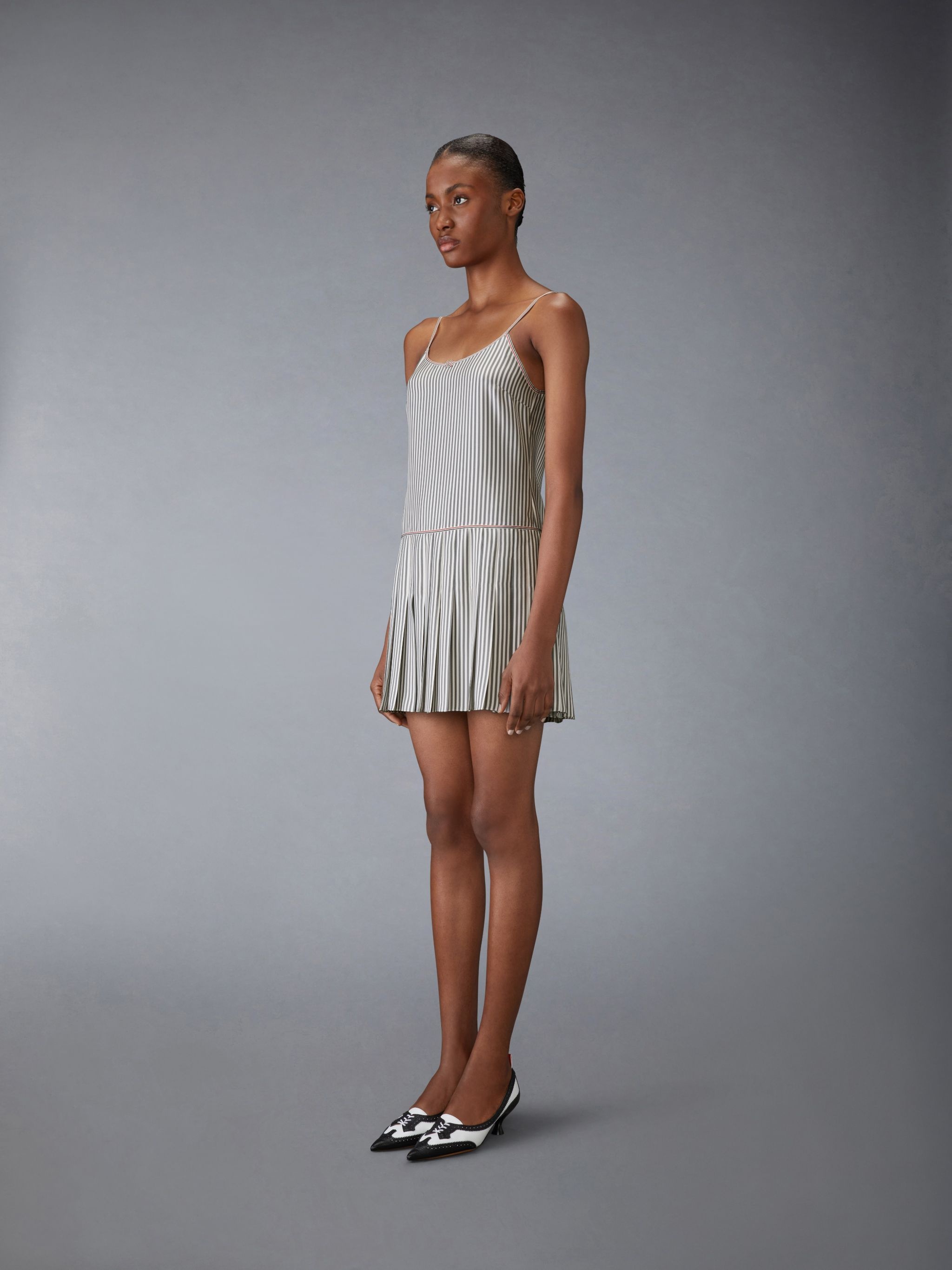 SILK TWILL MINI PLEATED SLIP DRESS - 2