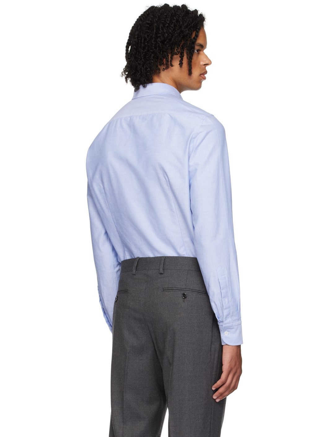 Blue Button-Down Collar Shirt - 3