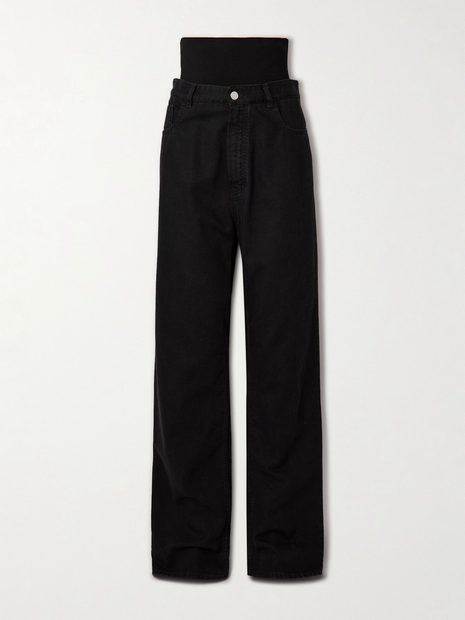 Stretch knit-trimmed jeans Black - 1