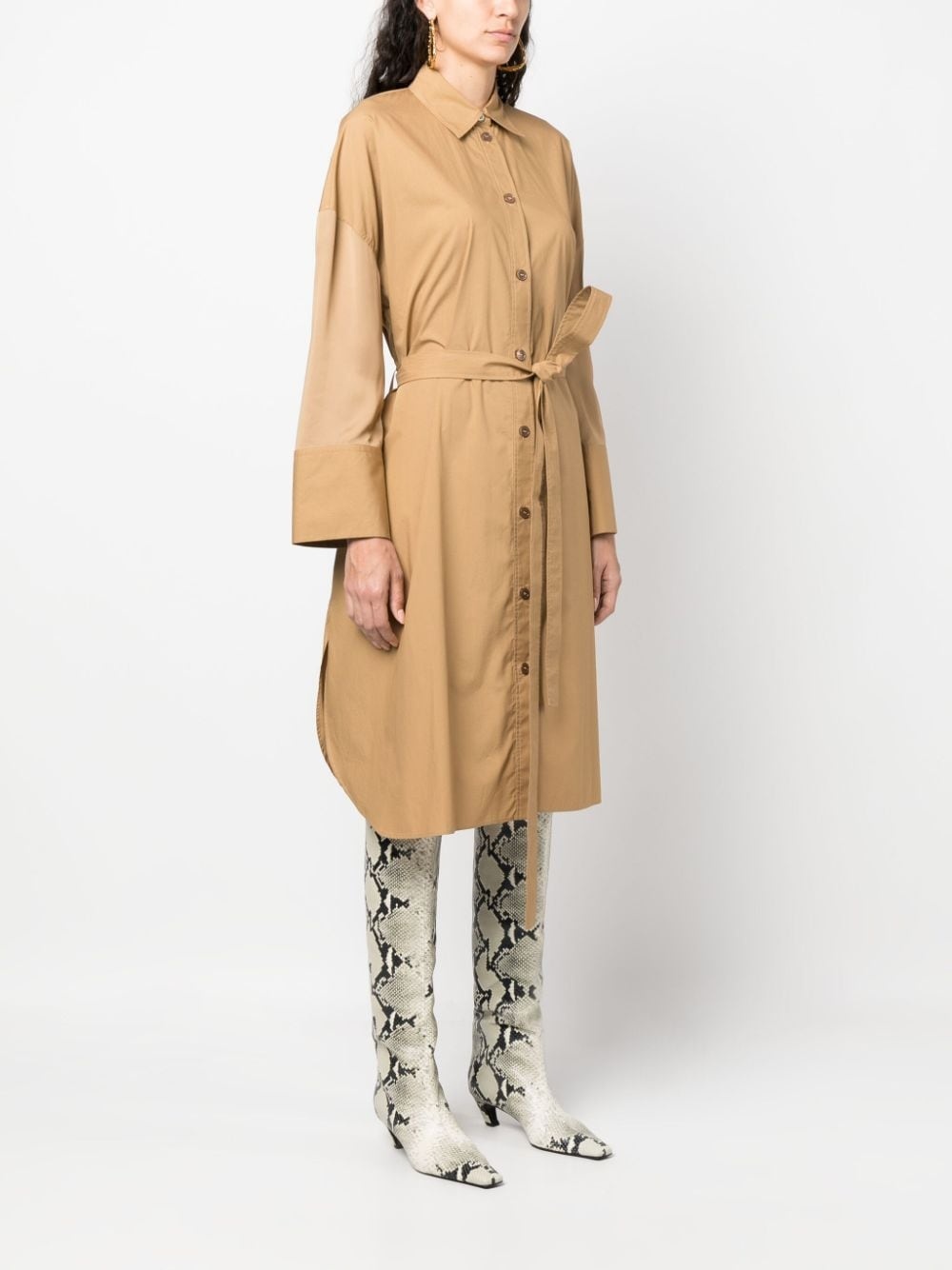 tied-waist cotton shirtdress - 3
