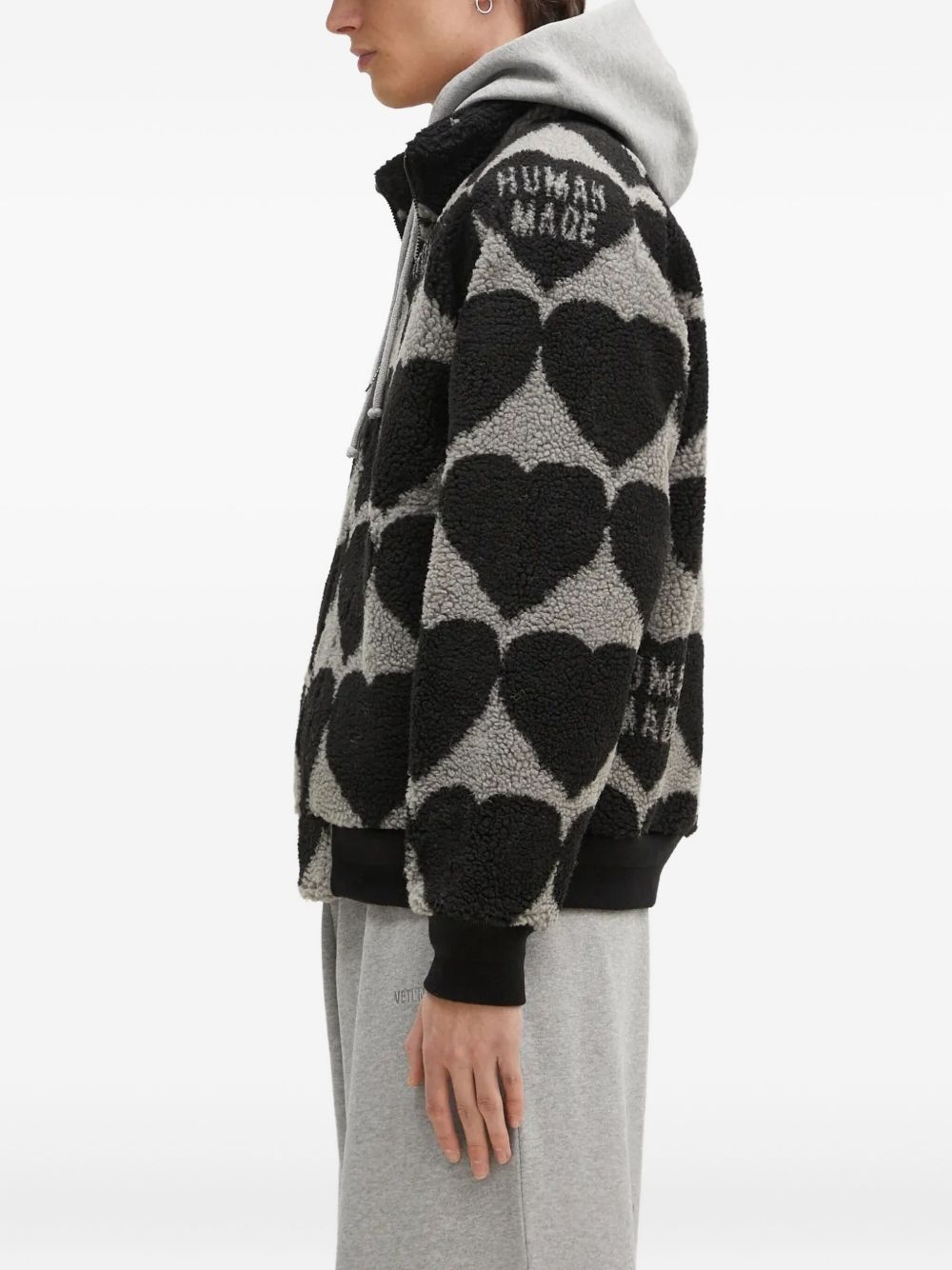 heart-pattern fleece jacket - 2