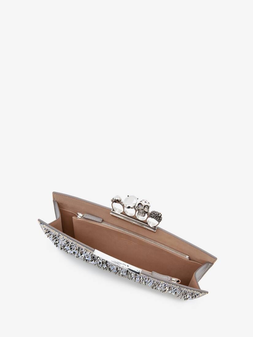 Women's Jewelled Flat Pouch in White - 4