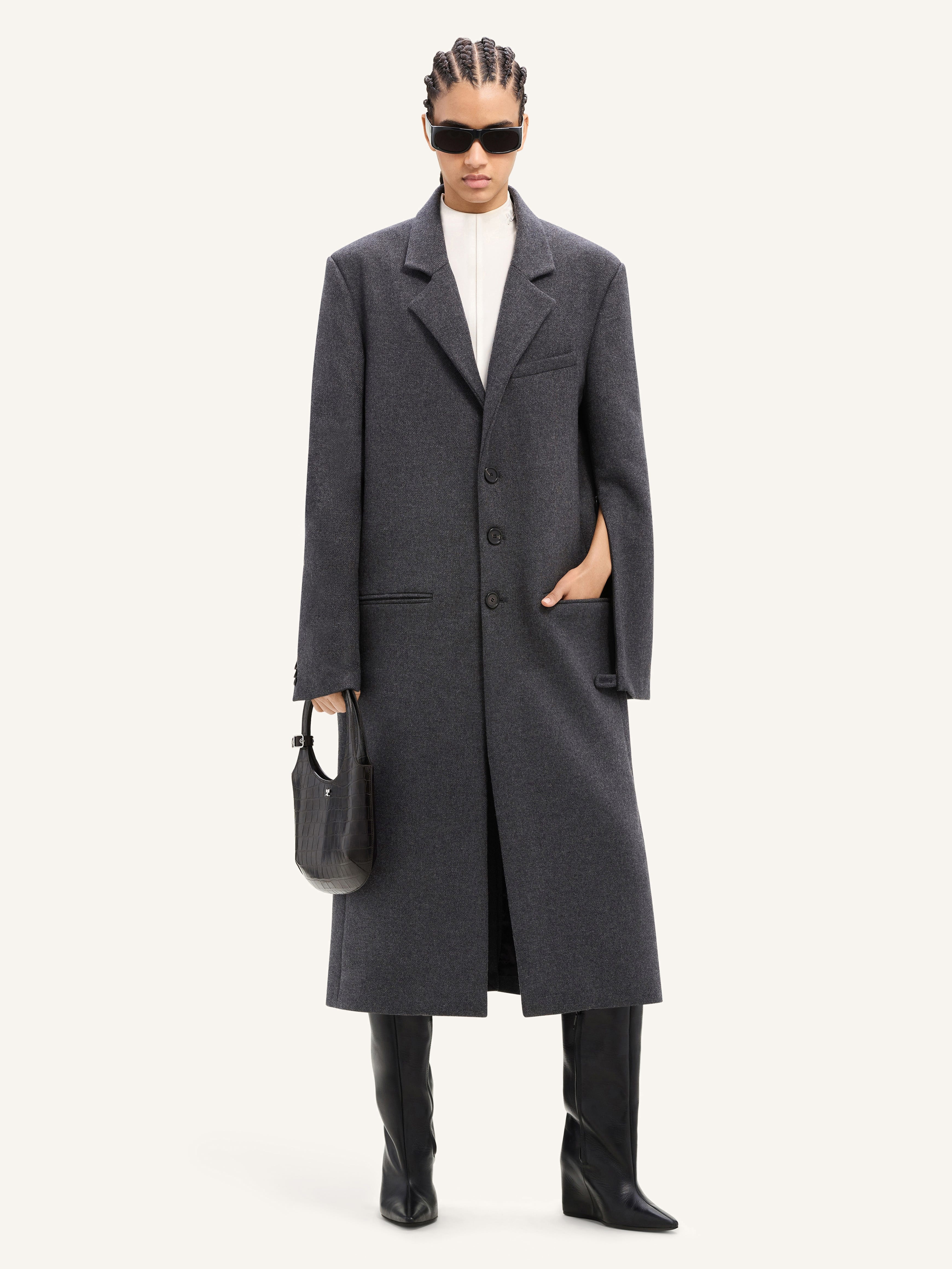 TAILORED WOOL LONG COAT - 3