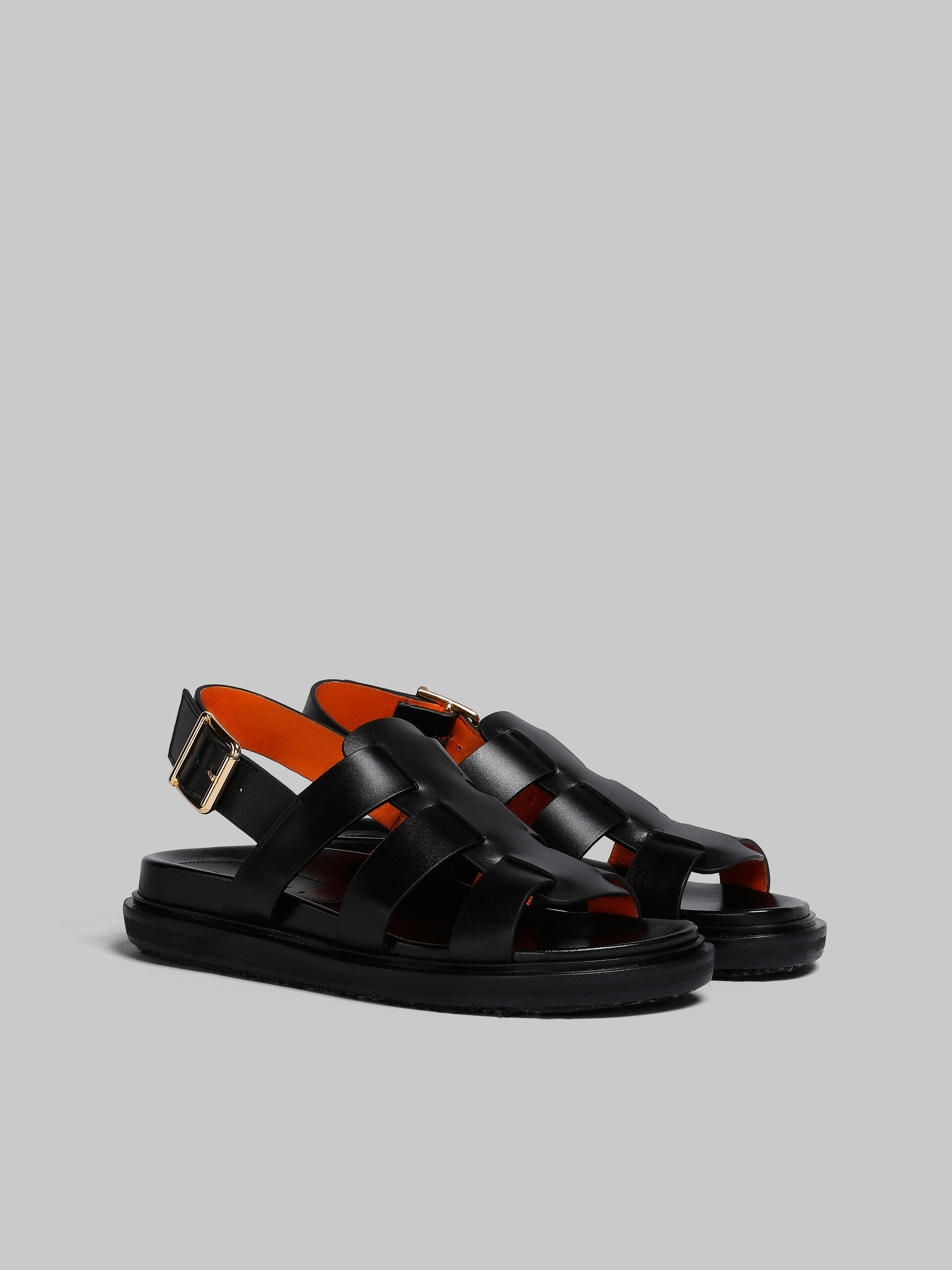 BLACK LEATHER GLADIATOR SANDAL - 2