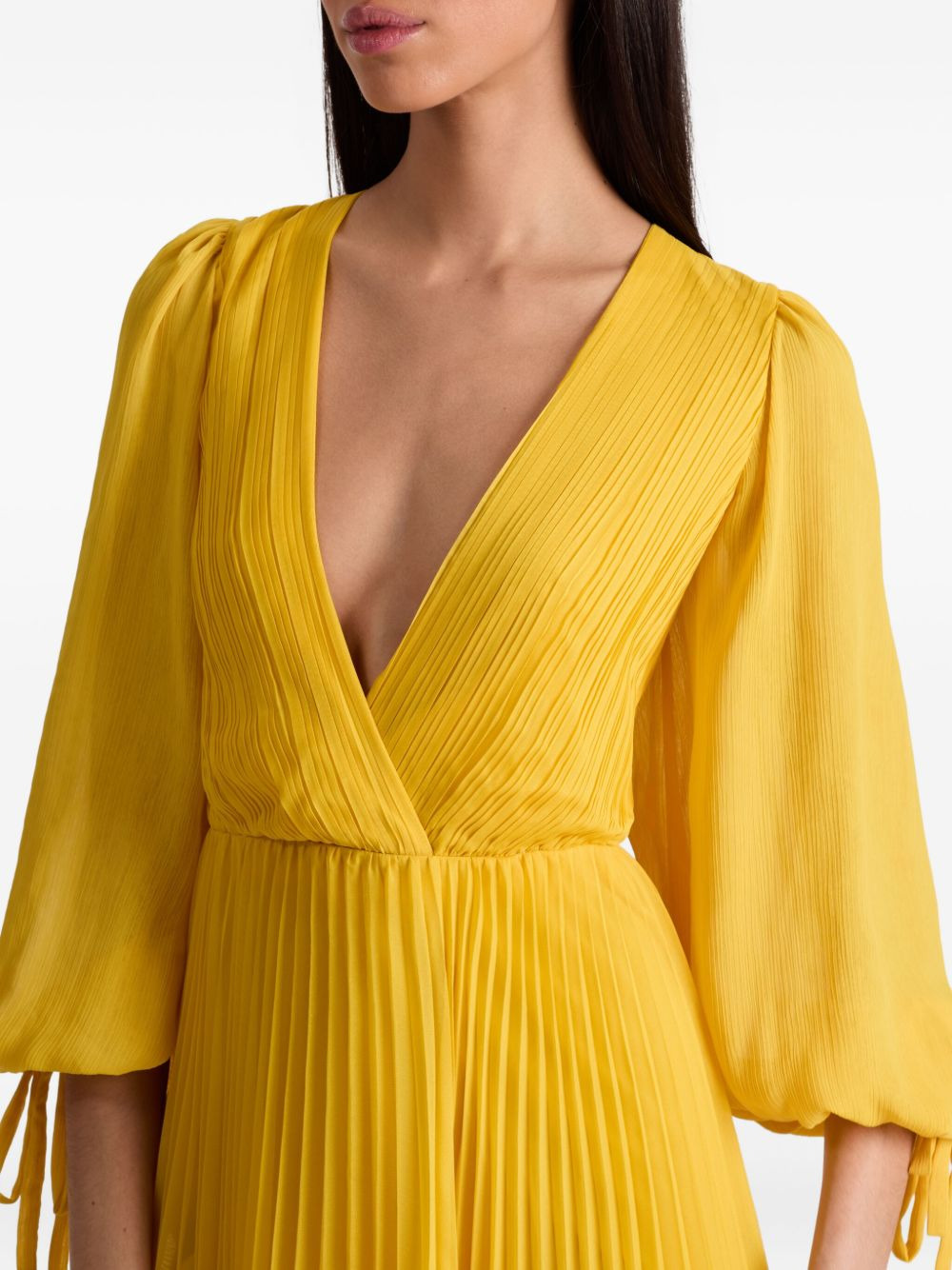 pleated V-neck maxi day dress - 5