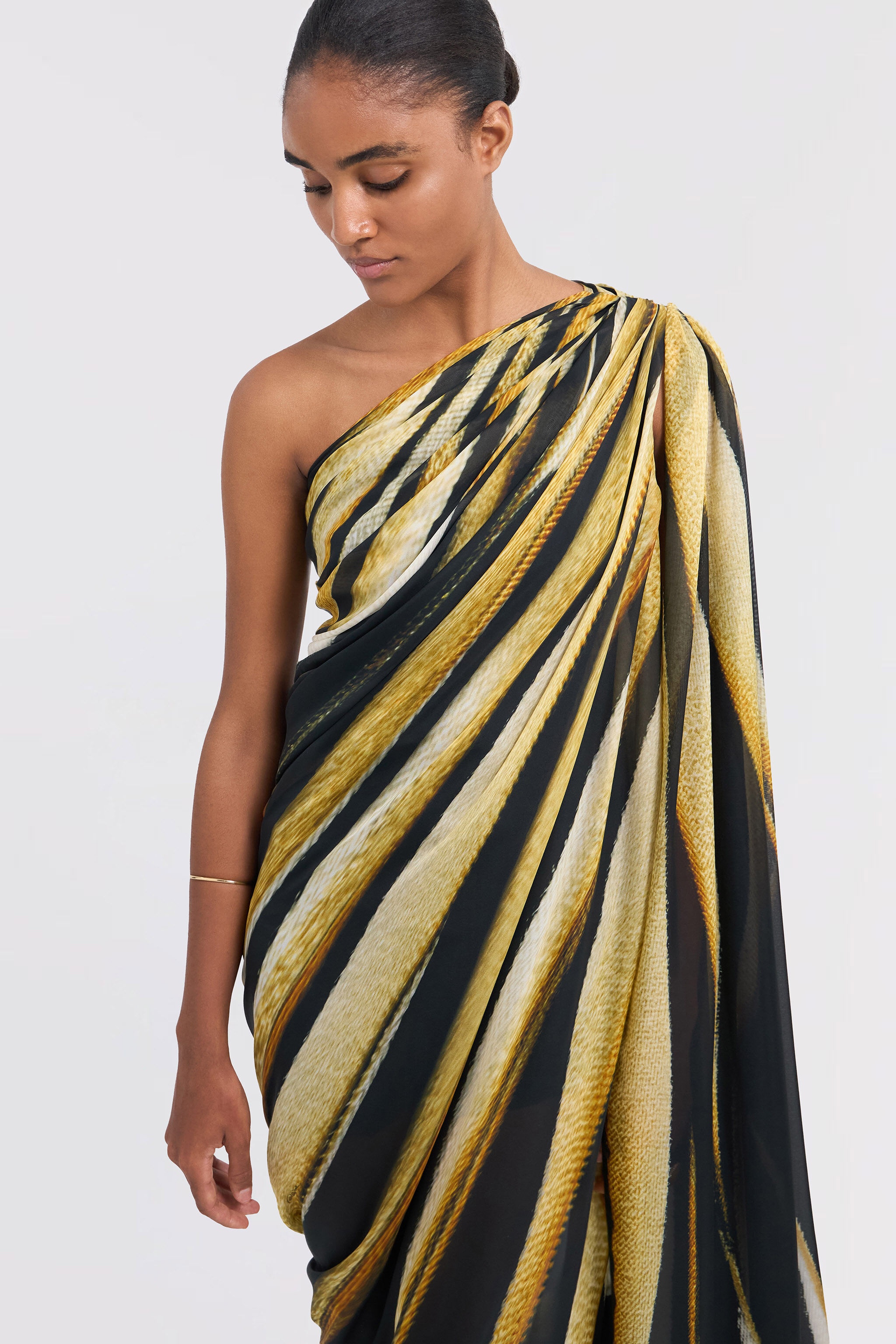 Ray Of Gold Print Silk Maxi Dress - 5