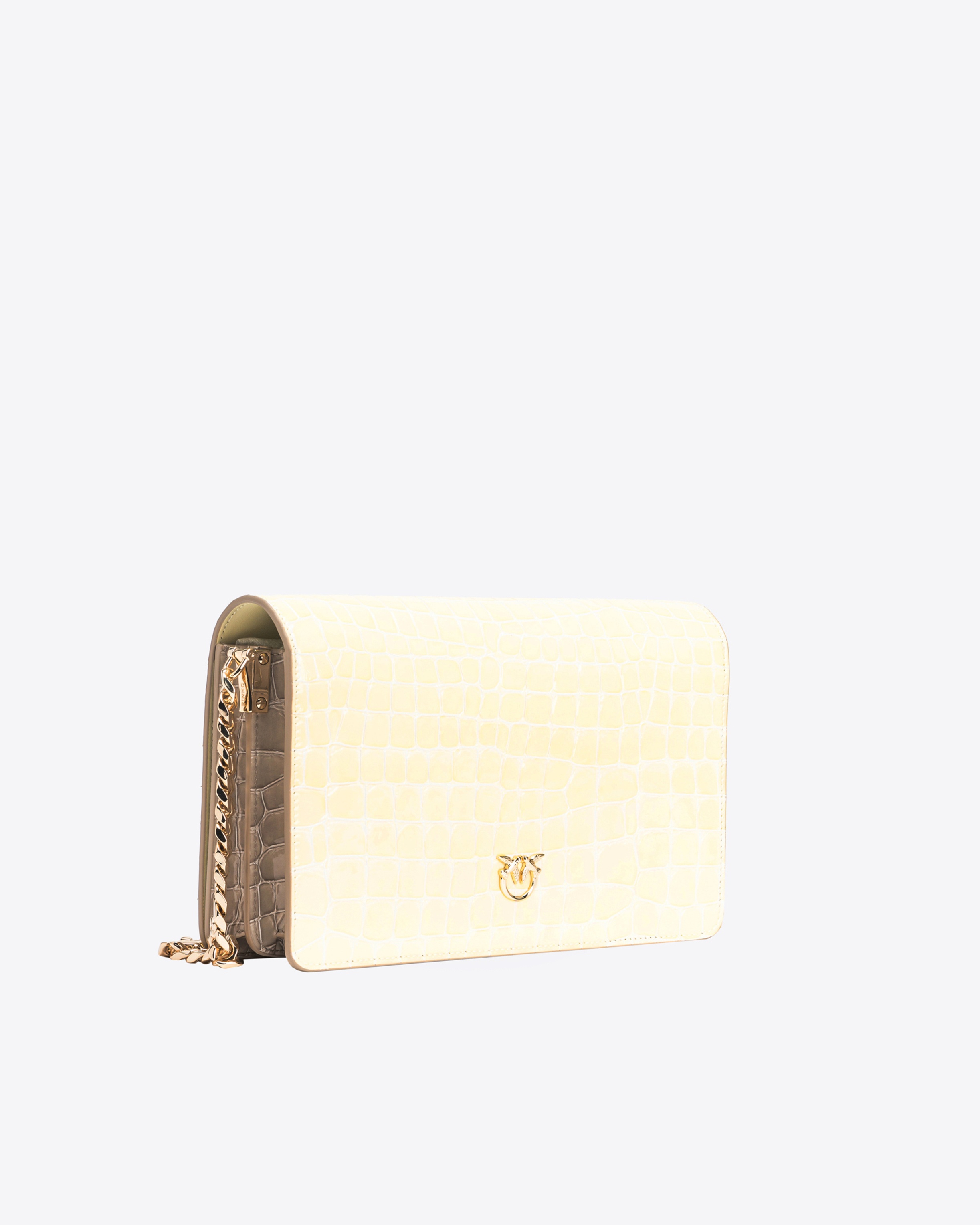 PINKO GALLERIA CLASSIC LOVE BAG CLICK IN SHINY TWO-TONE CROCODILE-PRINT LEATHER - 2