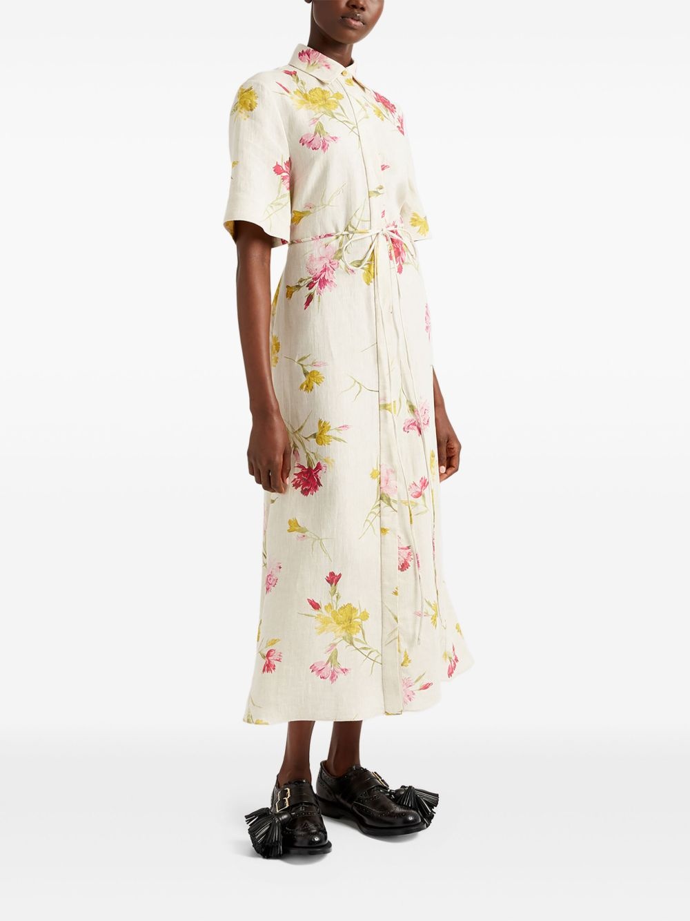 floral-print shirt dress - 2