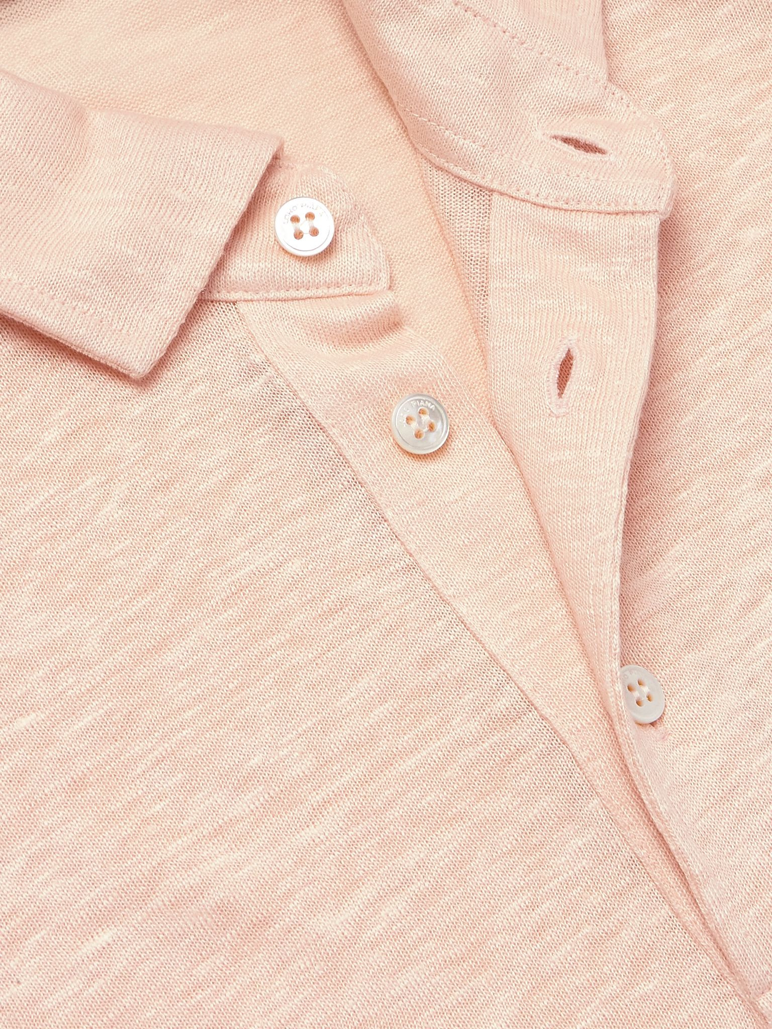 Linen Polo Shirt Orange - 4
