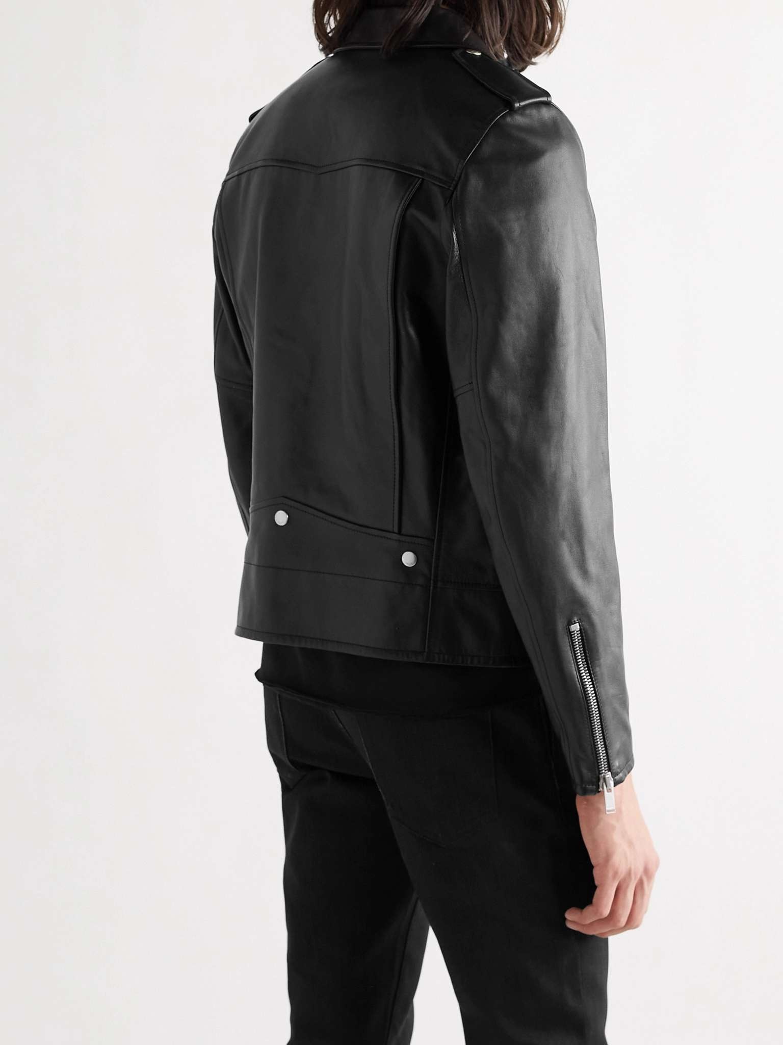 Slim-Fit Leather Biker Jacket - 4