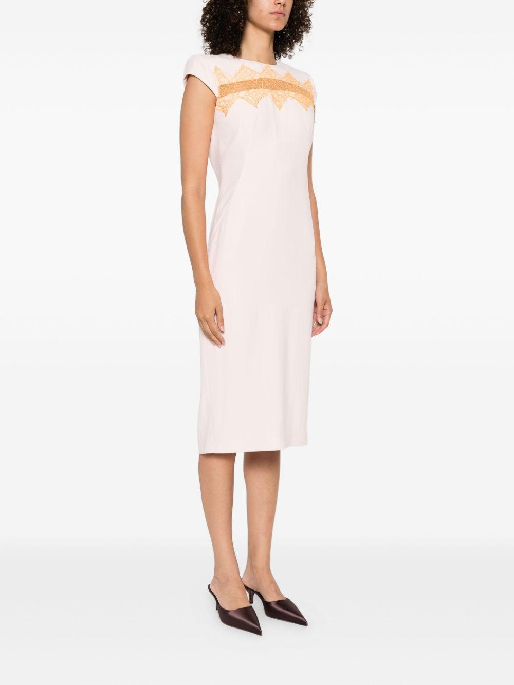 lace-insert midi dress - 3