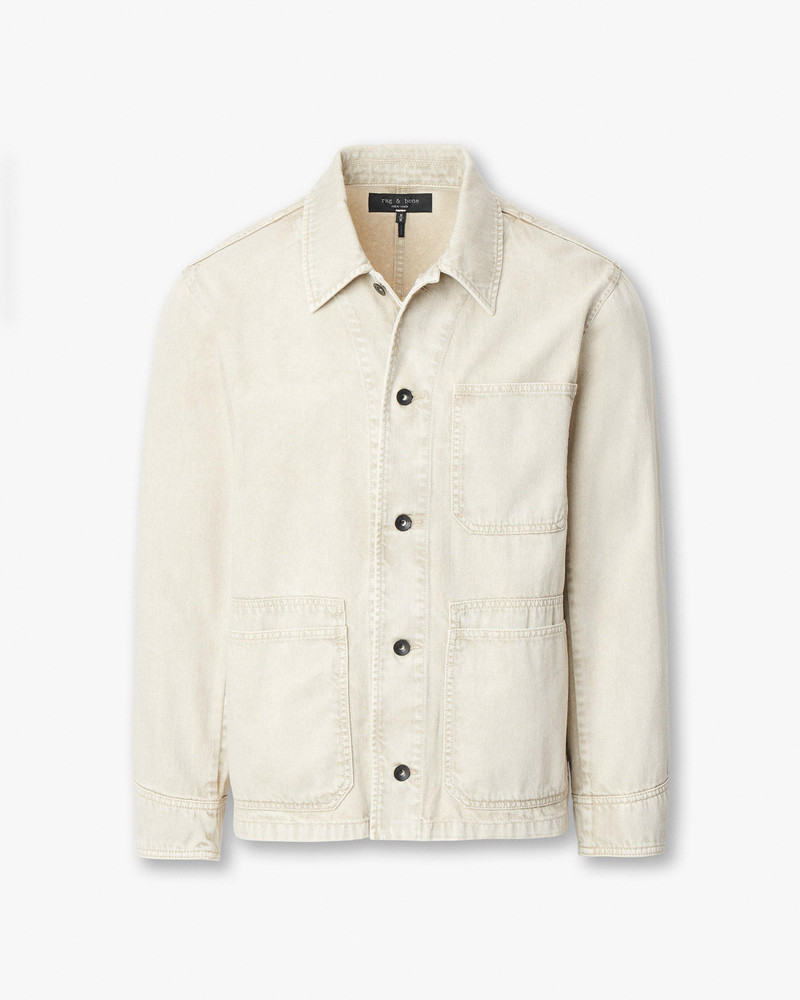Tribeca Denim Chore Jacket Lightweight Rigid in Stone Beige 1