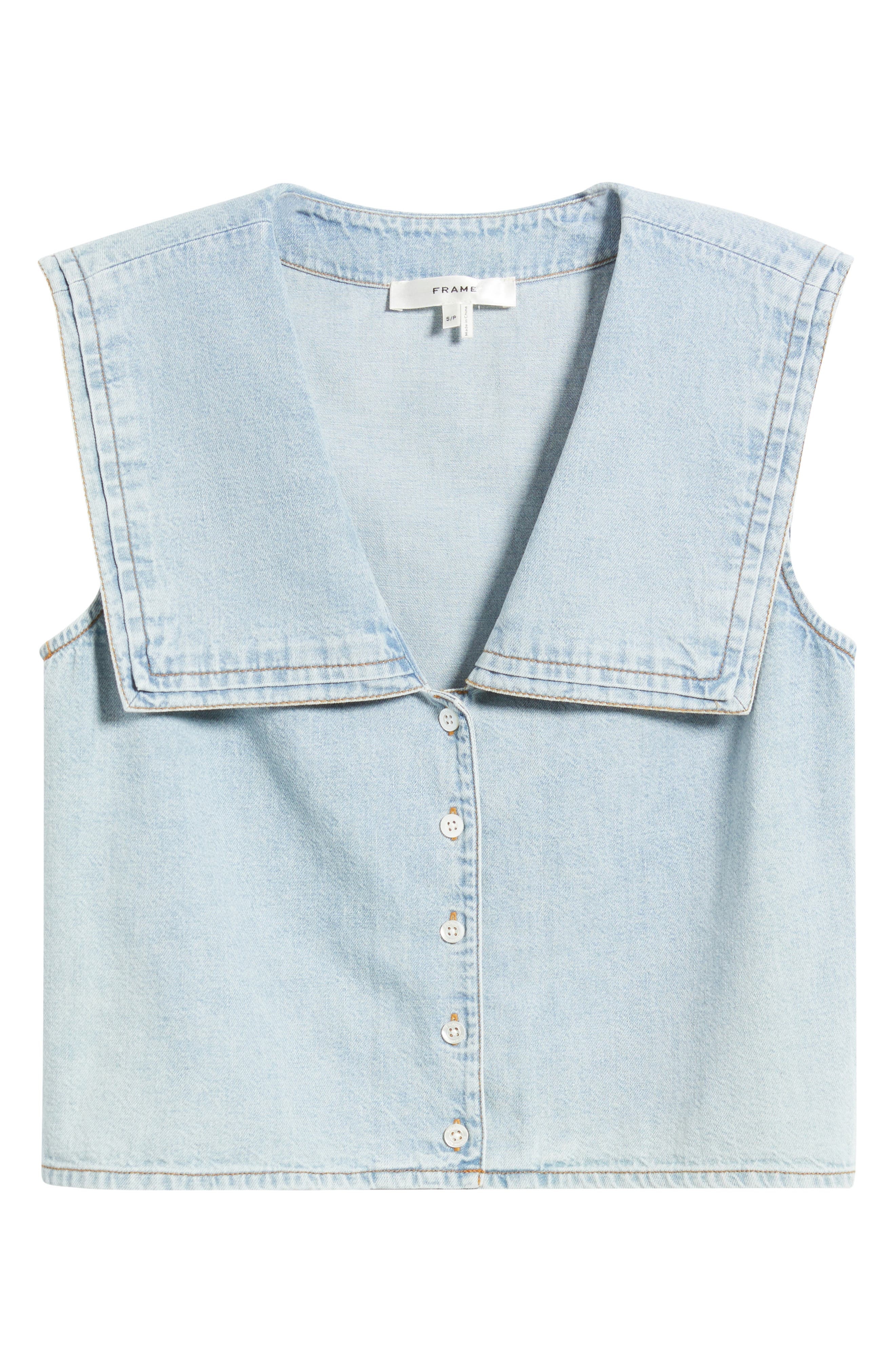 FRAME The Yacht Denim Sleeveless Top in Attention at Nordstrom - 5
