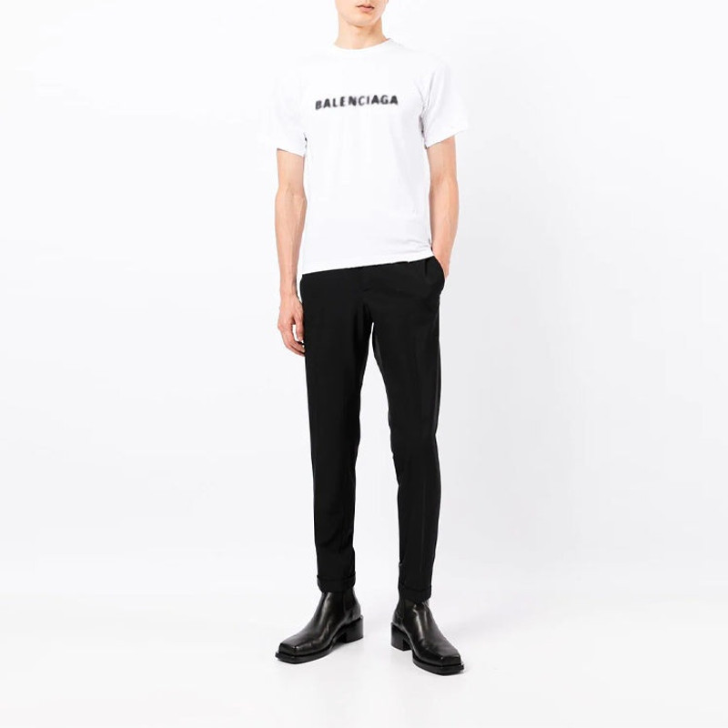 BALENCIAGA Balenciaga Blurred Logo T-Shirt 'White Black' 661705TKVD59040 outlook